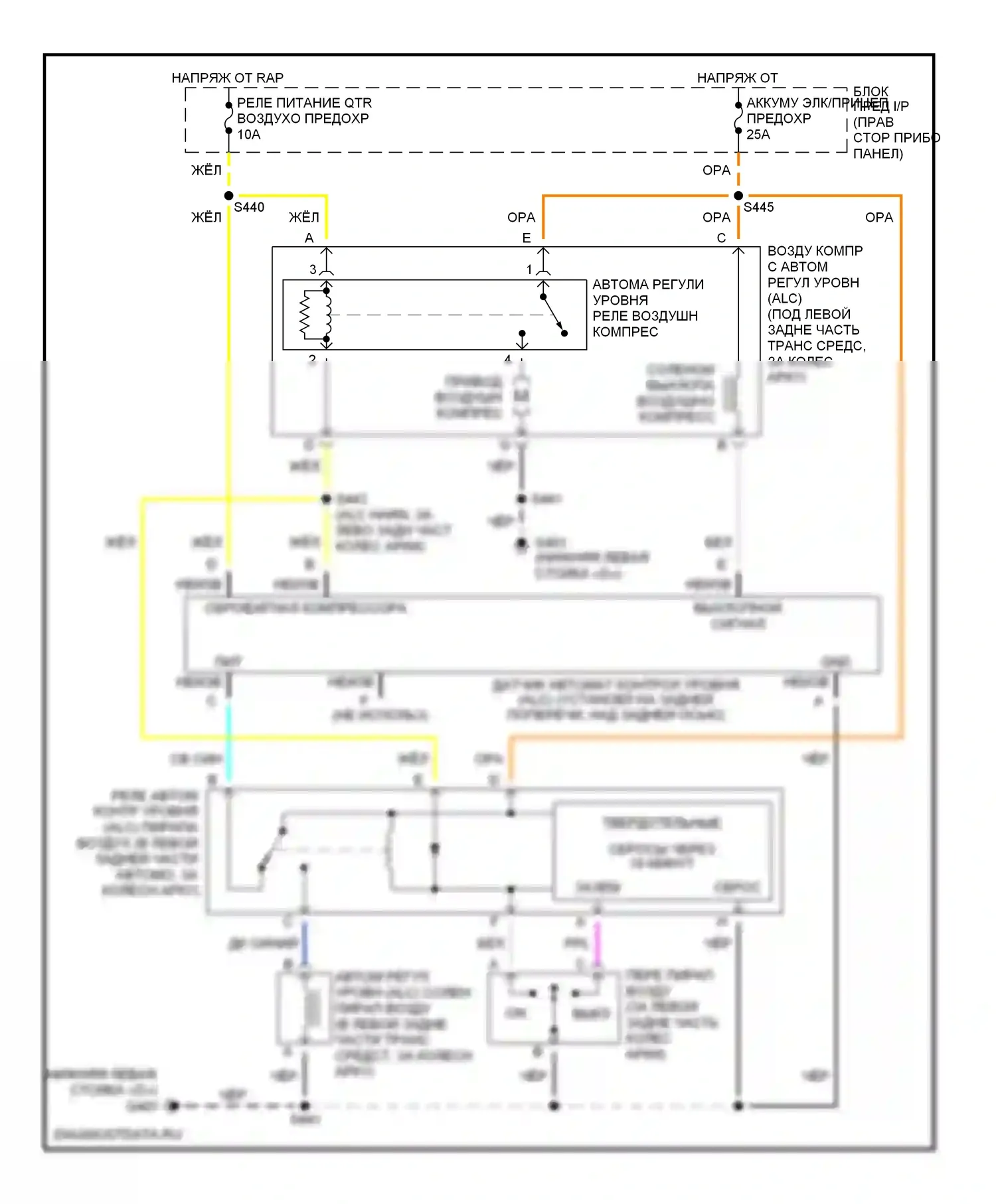 Silhouette Oldsmobile II (1996-2004): Электросхема электронной подвески, с пирапатроном 
