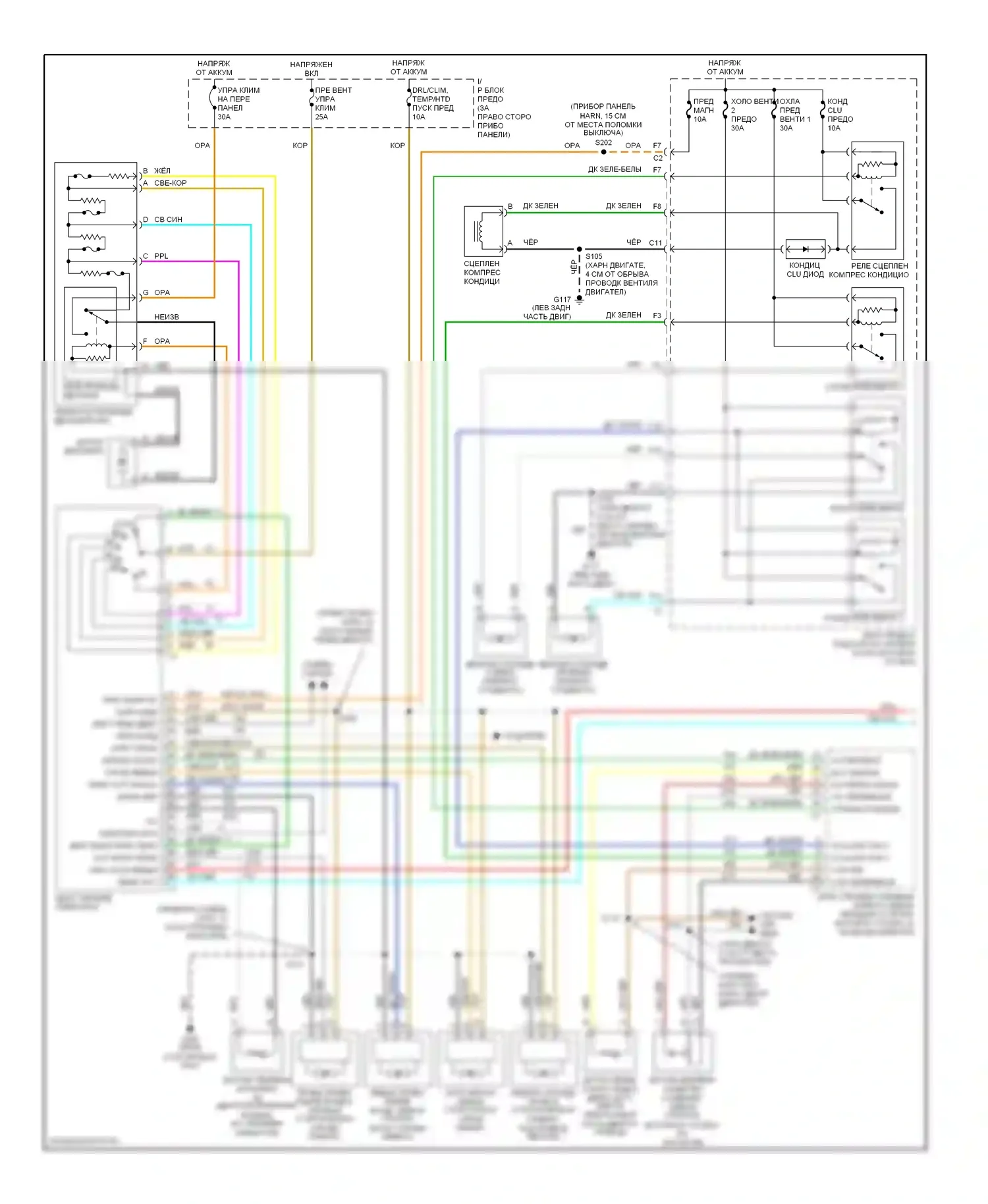Silhouette Oldsmobile II (1996-2004): Электросхема ручного кондиционера, без мультимедии видео (1 из 2) 