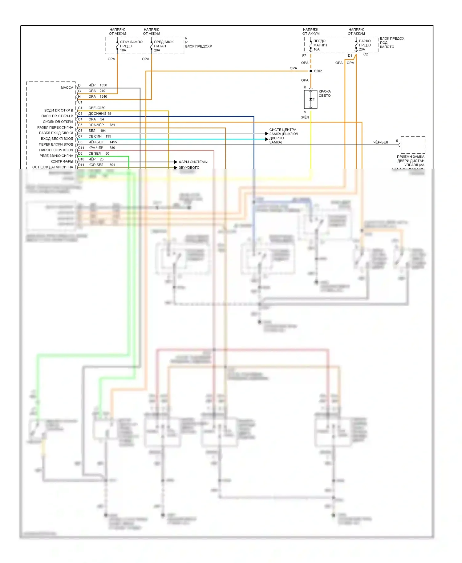 Silhouette Oldsmobile II (1996-2004): Электросхема защиты от взлома 