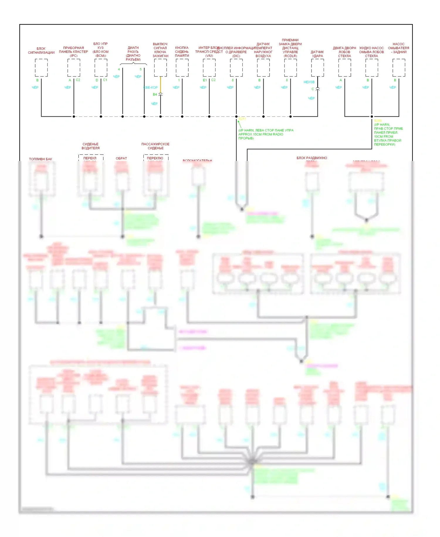 Silhouette Oldsmobile II (1996-2004): Электросхема точек подключения масс (2 из 3) 