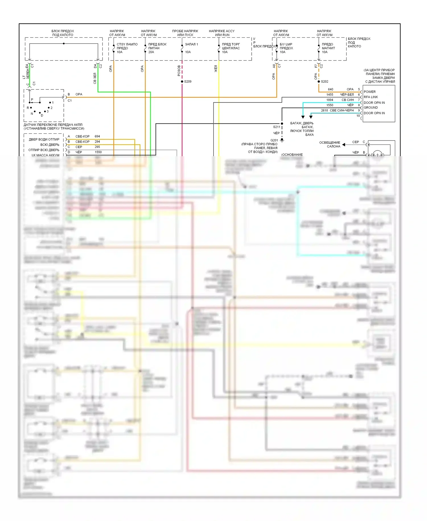 Silhouette Oldsmobile II (1996-2004): Электросхема замка силовой двери 