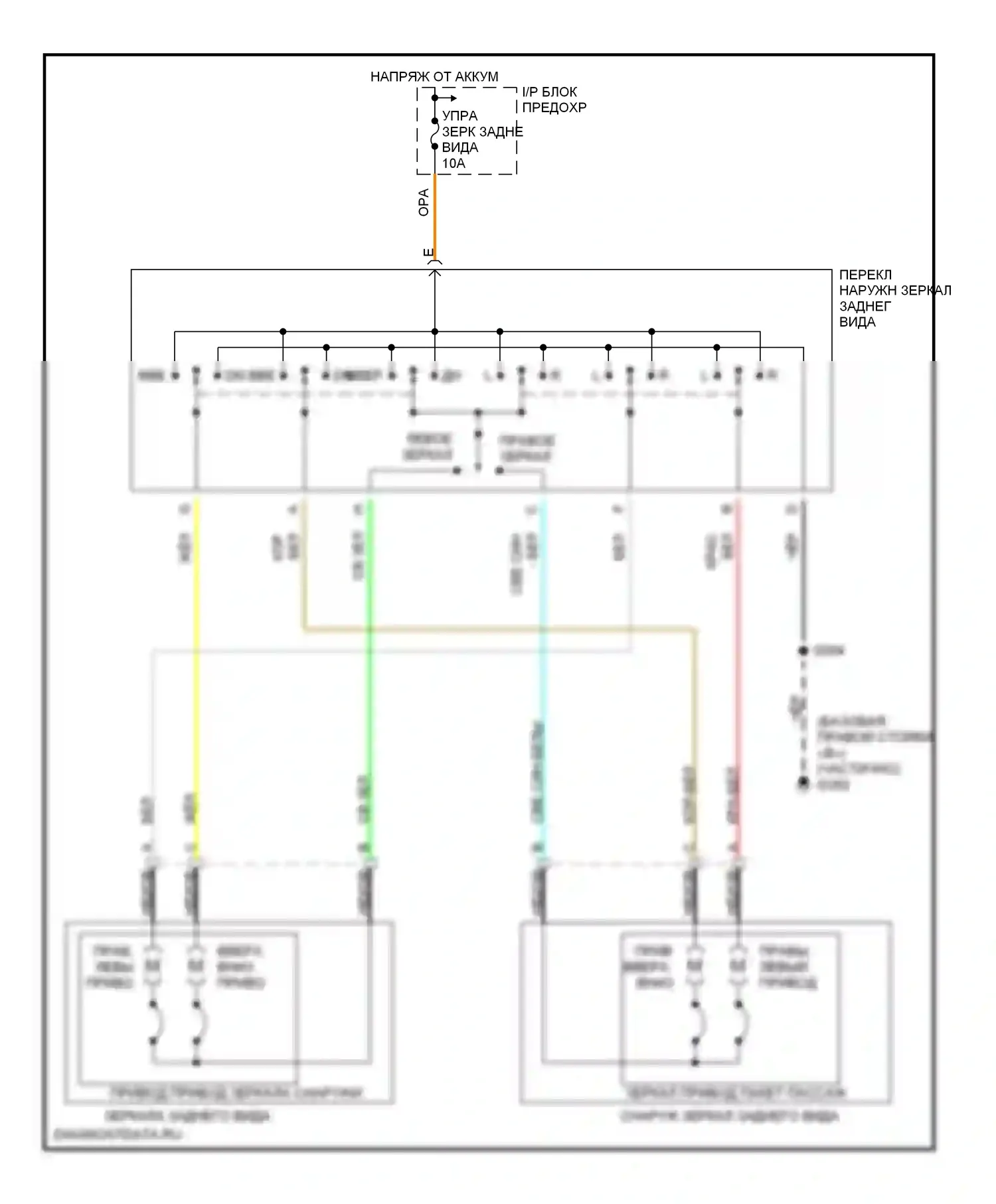 Silhouette Oldsmobile II (1996-2004): Электросхема силового зеркала 
