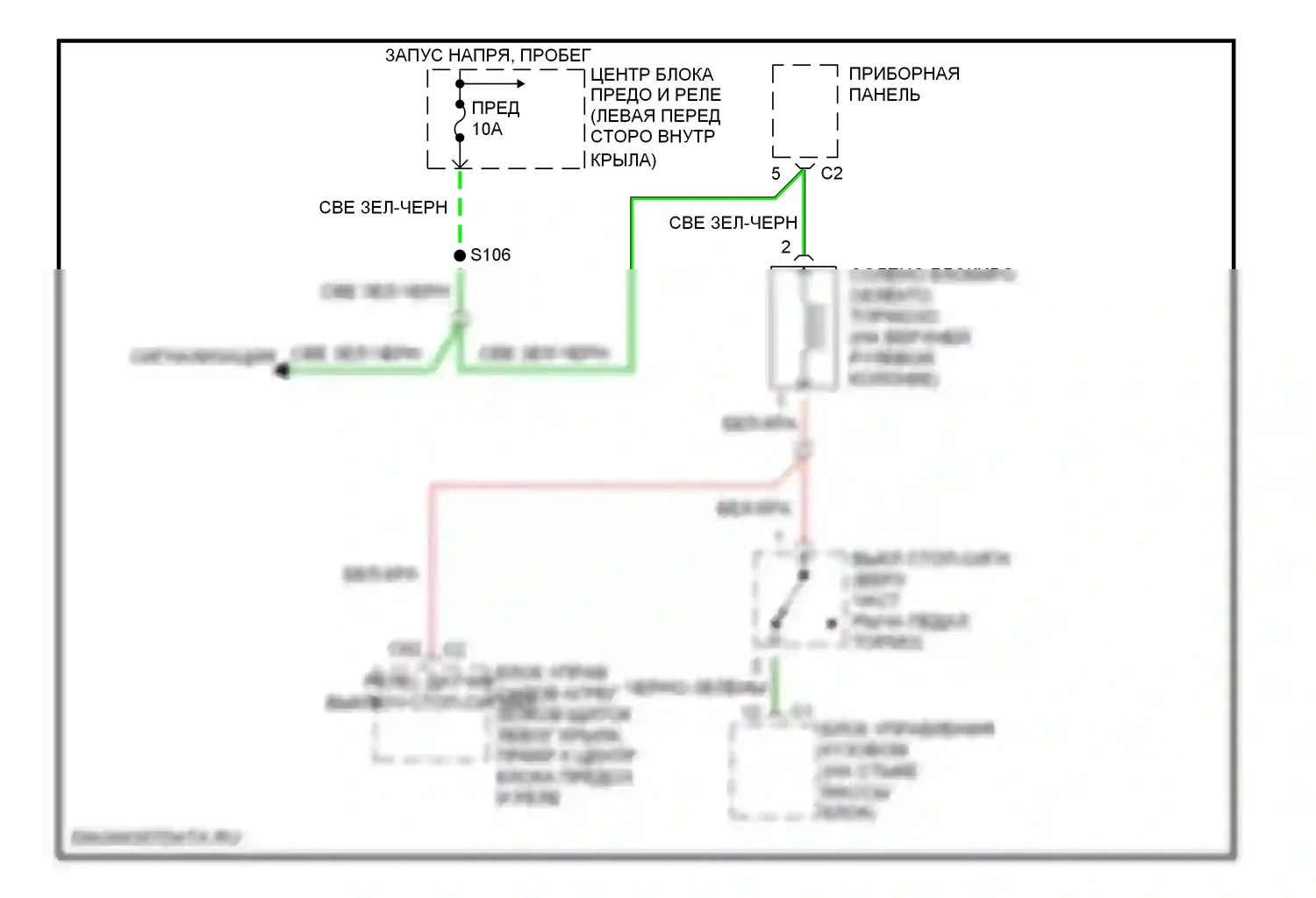 Breeze Plymouth I (1995-2000): Электросхема блокировки селектора 