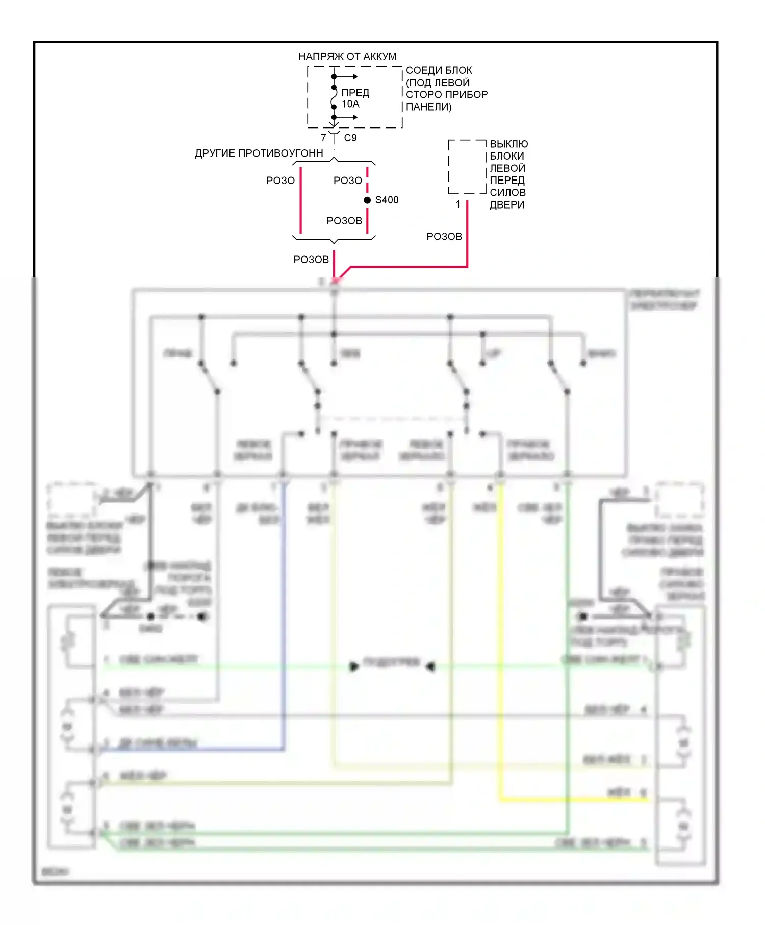 Breeze Plymouth I (1995-2000): Электросхема силового зеркала 