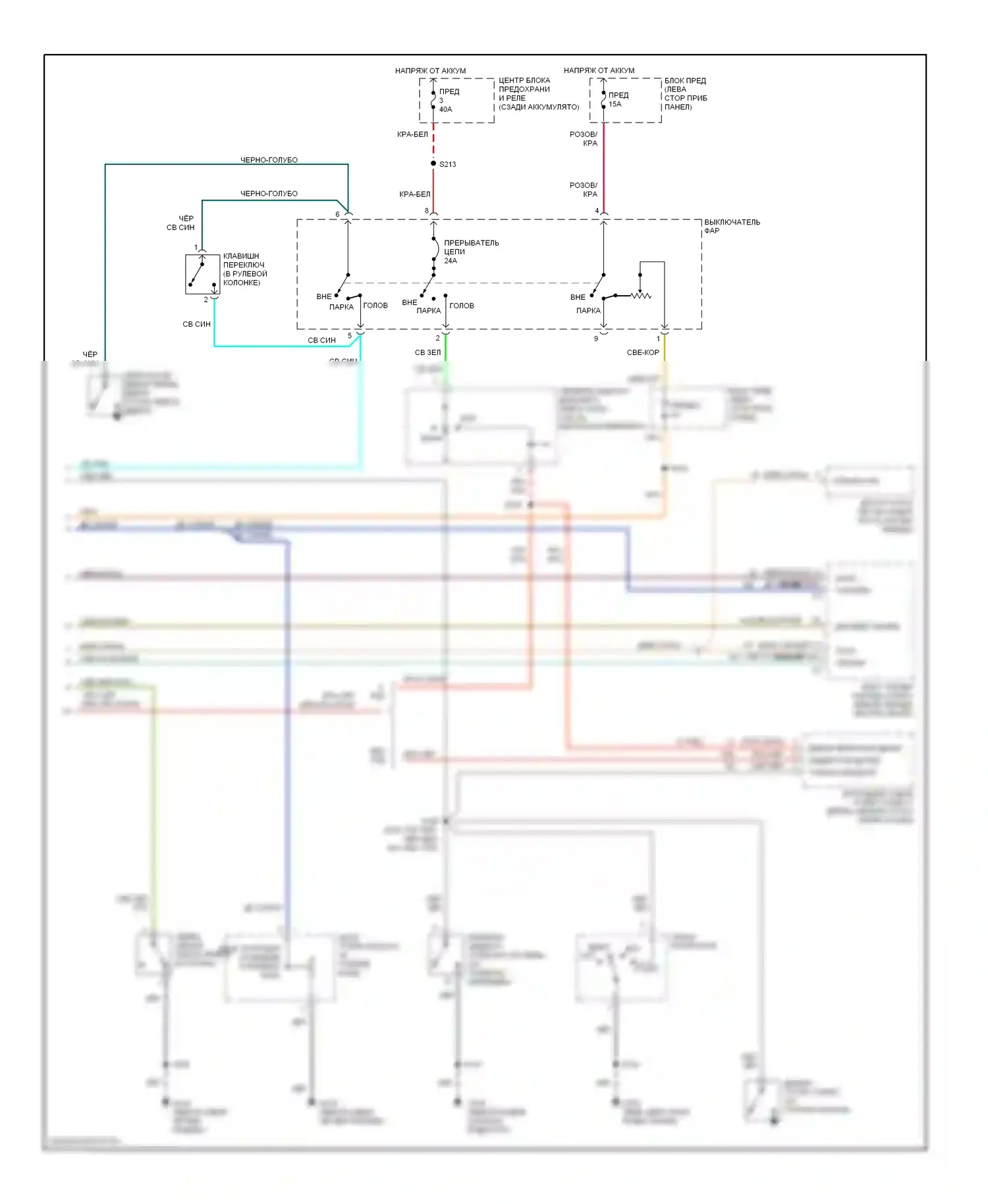 Neon Plymouth I (1993-2001): Электросхема приборной панели (2 из 2) 