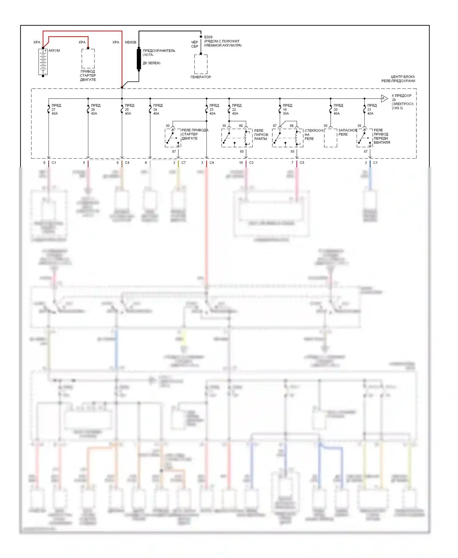 Voyager Plymouth III (1995-2000): Электросхема блока предохранителей реле (1 из 3) 