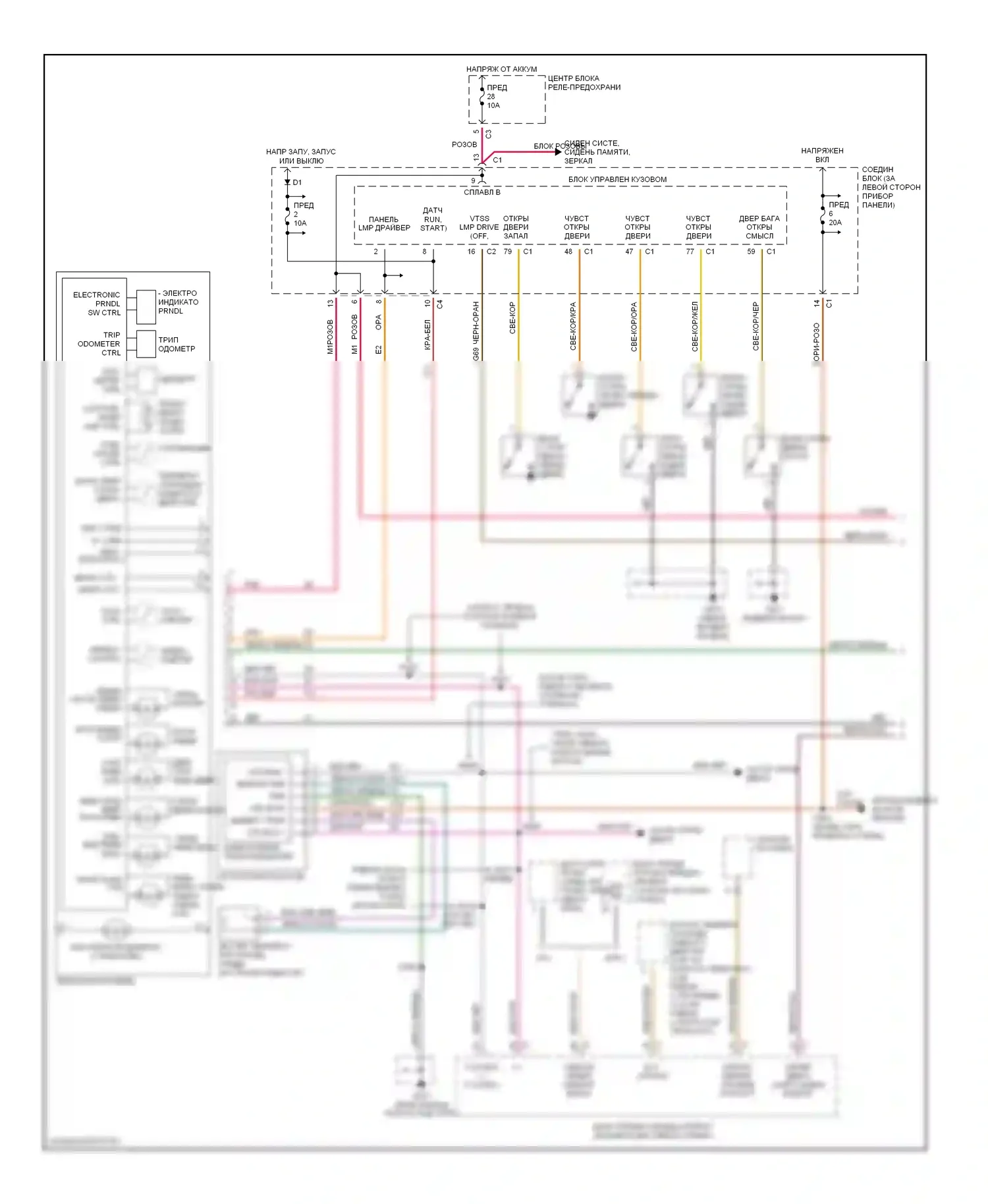 Voyager Plymouth III (1995-2000): Электросхема приборной панели (1 из 2) 
