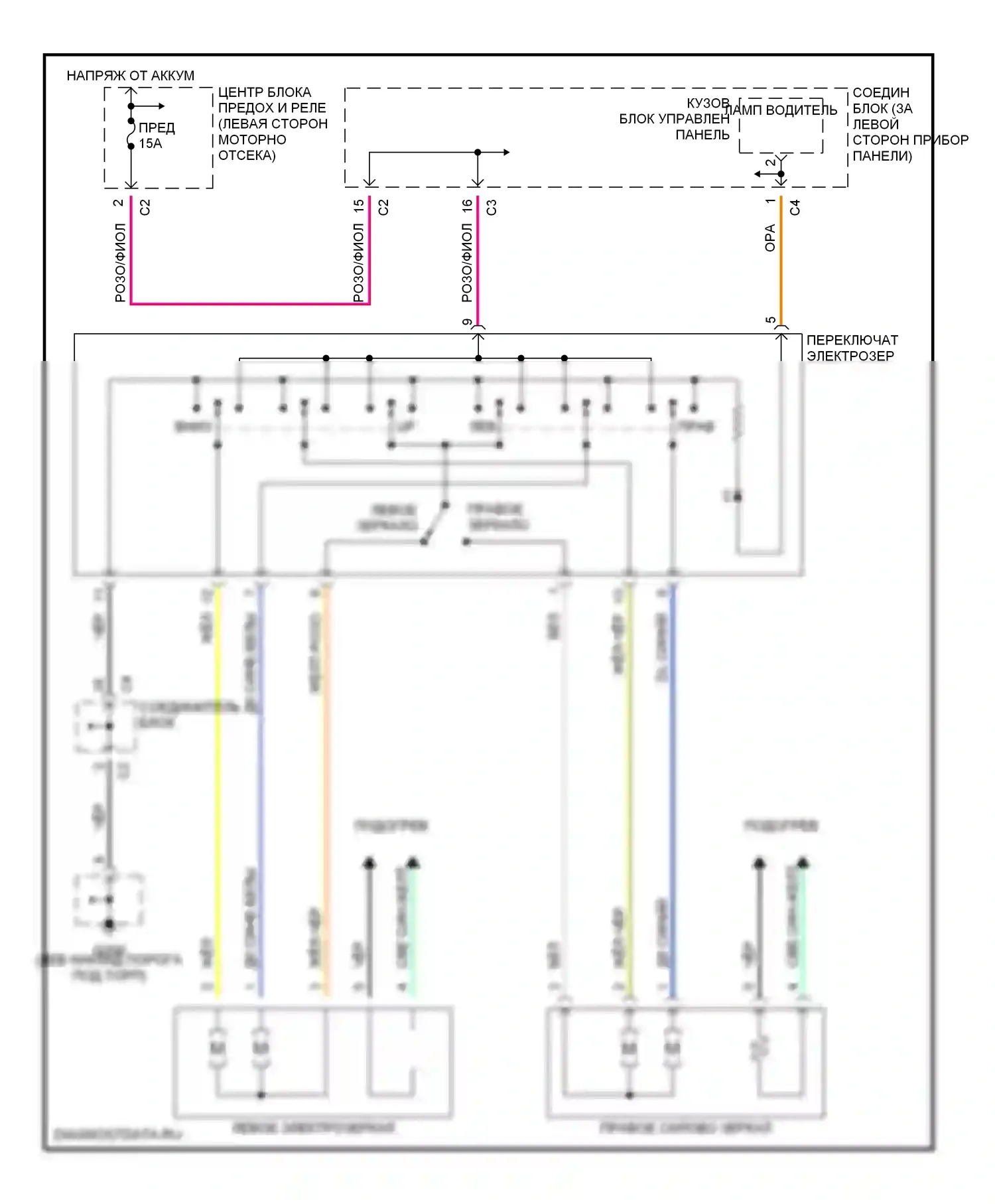 Voyager Plymouth III (1995-2000): Электросхема силового зеркала 