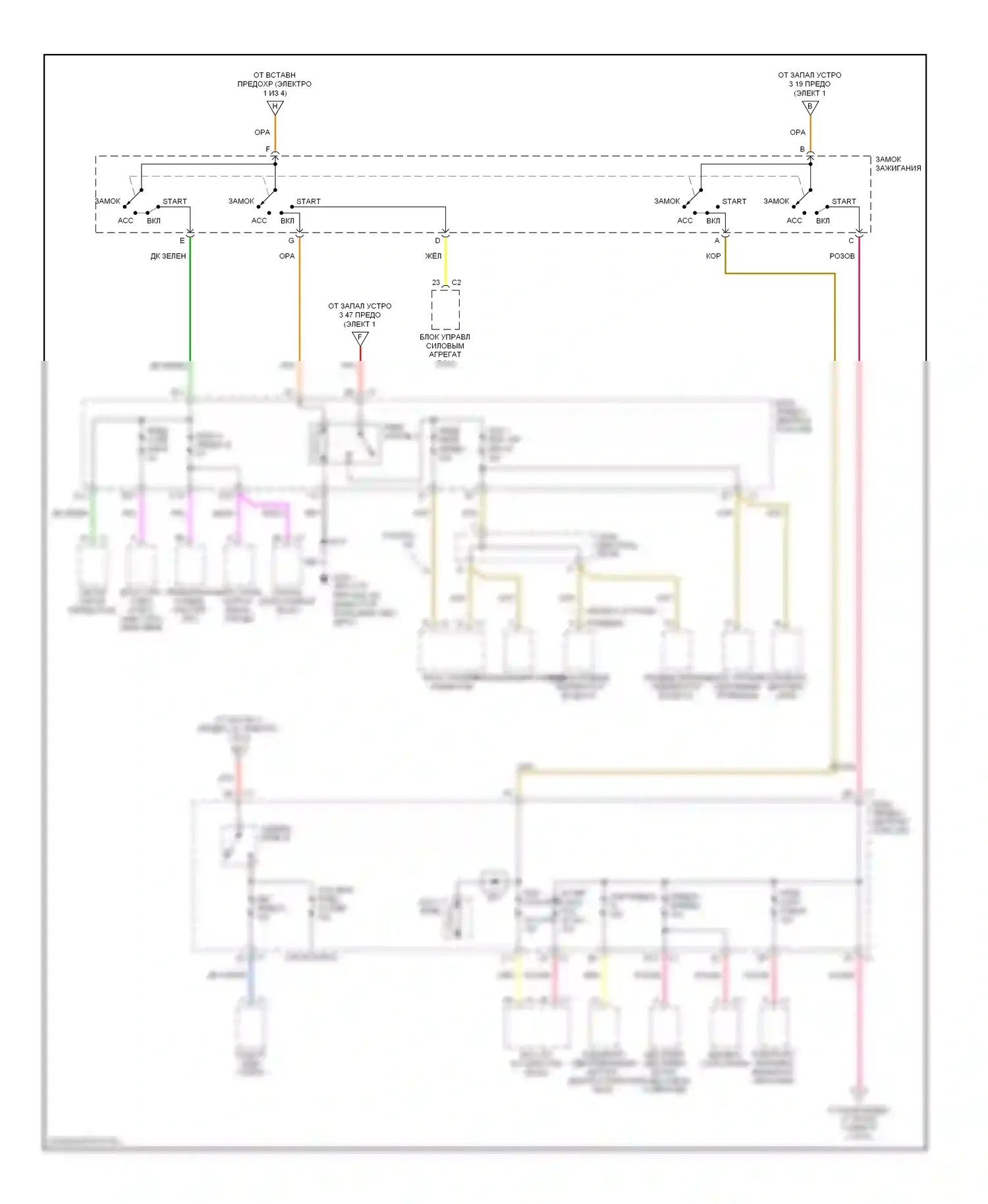 Aztek Pontiac I (2001-2005): Электросхема блока предохранителей реле (3 из 4) 