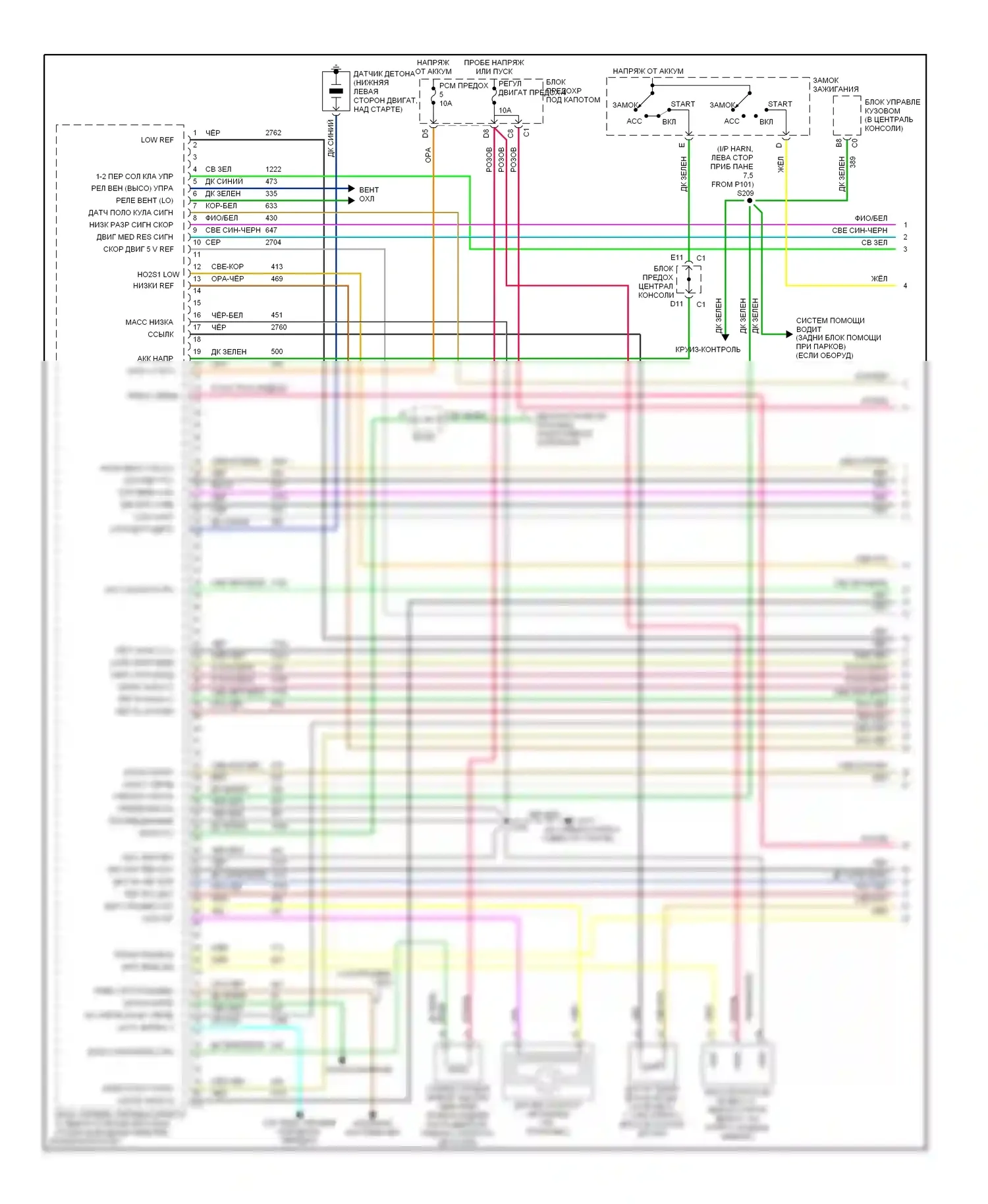Aztek Pontiac I (2001-2005): Электросхема двигателя 3.4l vin e (1 из 4) 