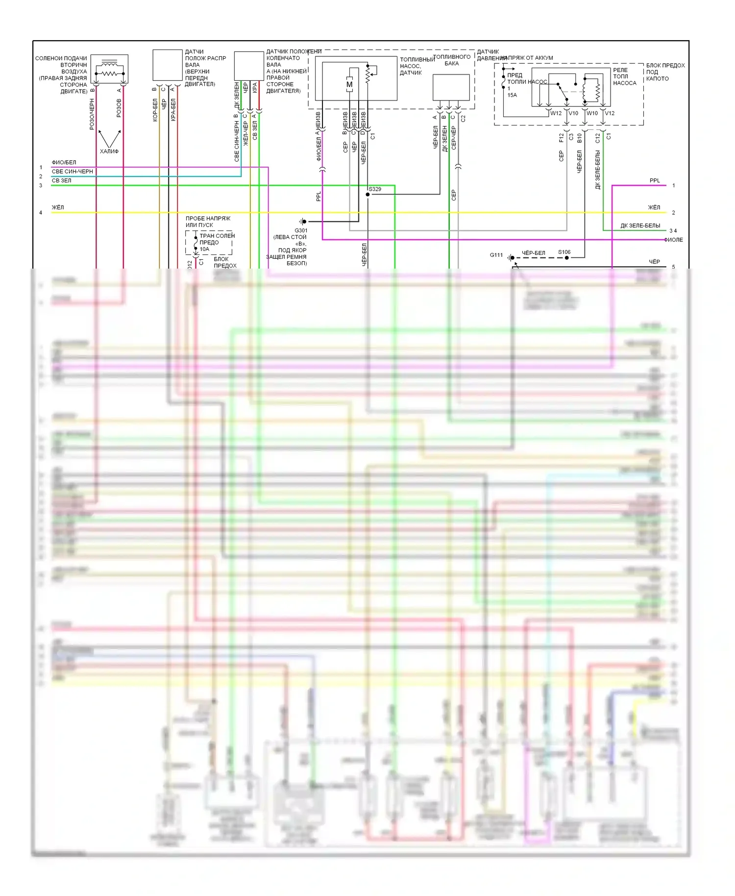 Aztek Pontiac I (2001-2005): Электросхема двигателя 3.4l vin e (2 из 4) 