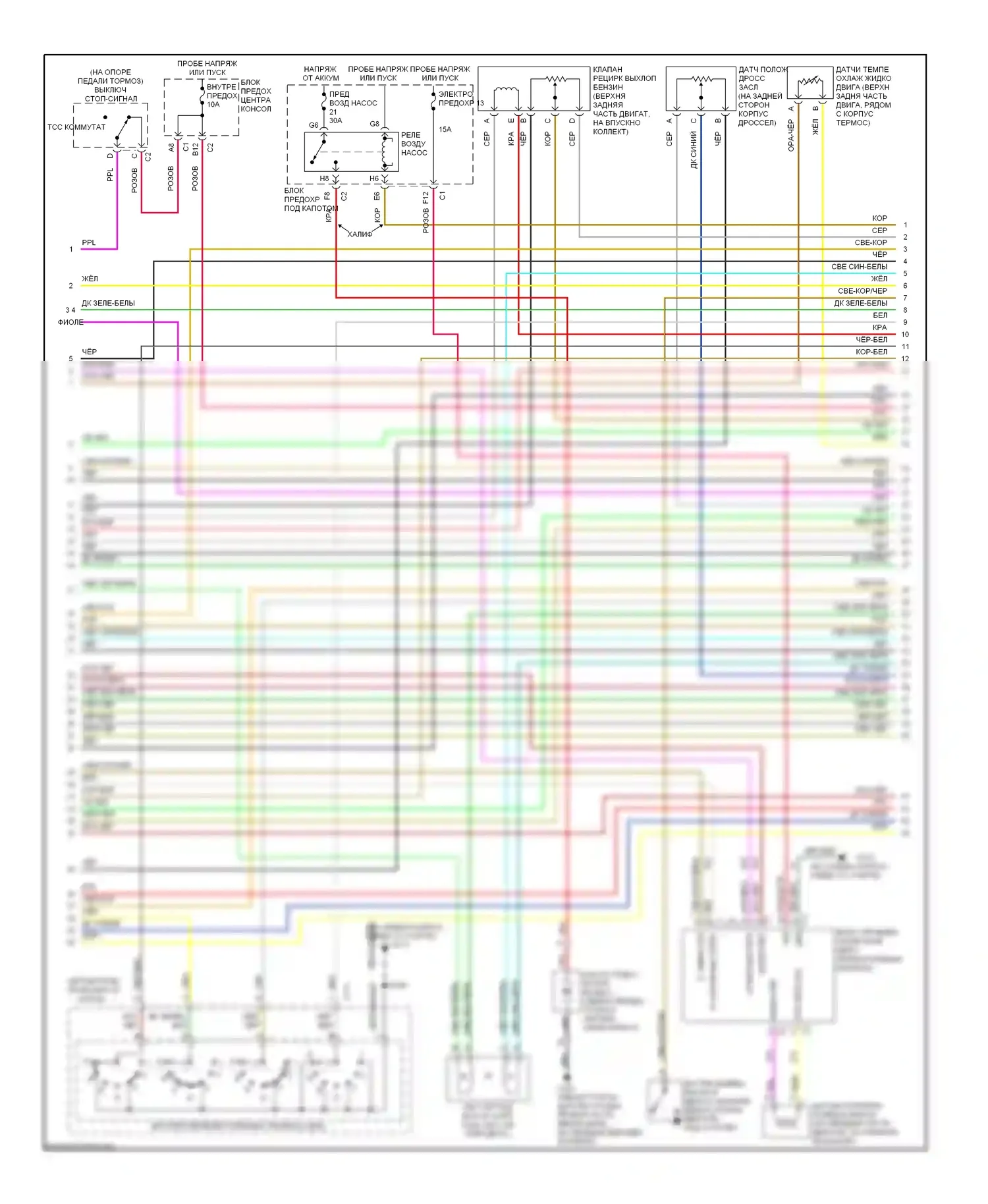 Aztek Pontiac I (2001-2005): Электросхема двигателя 3.4l vin e (3 из 4) 