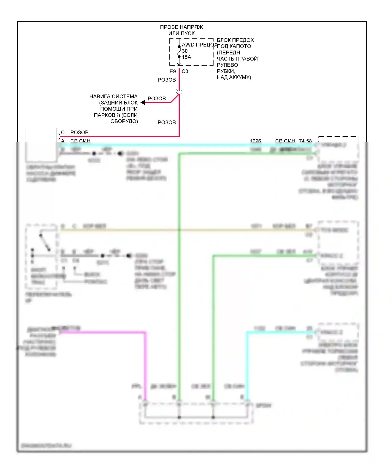 Aztek Pontiac I (2001-2005): 3.4l vin e, электросхема блокировки заднего дифференциала 