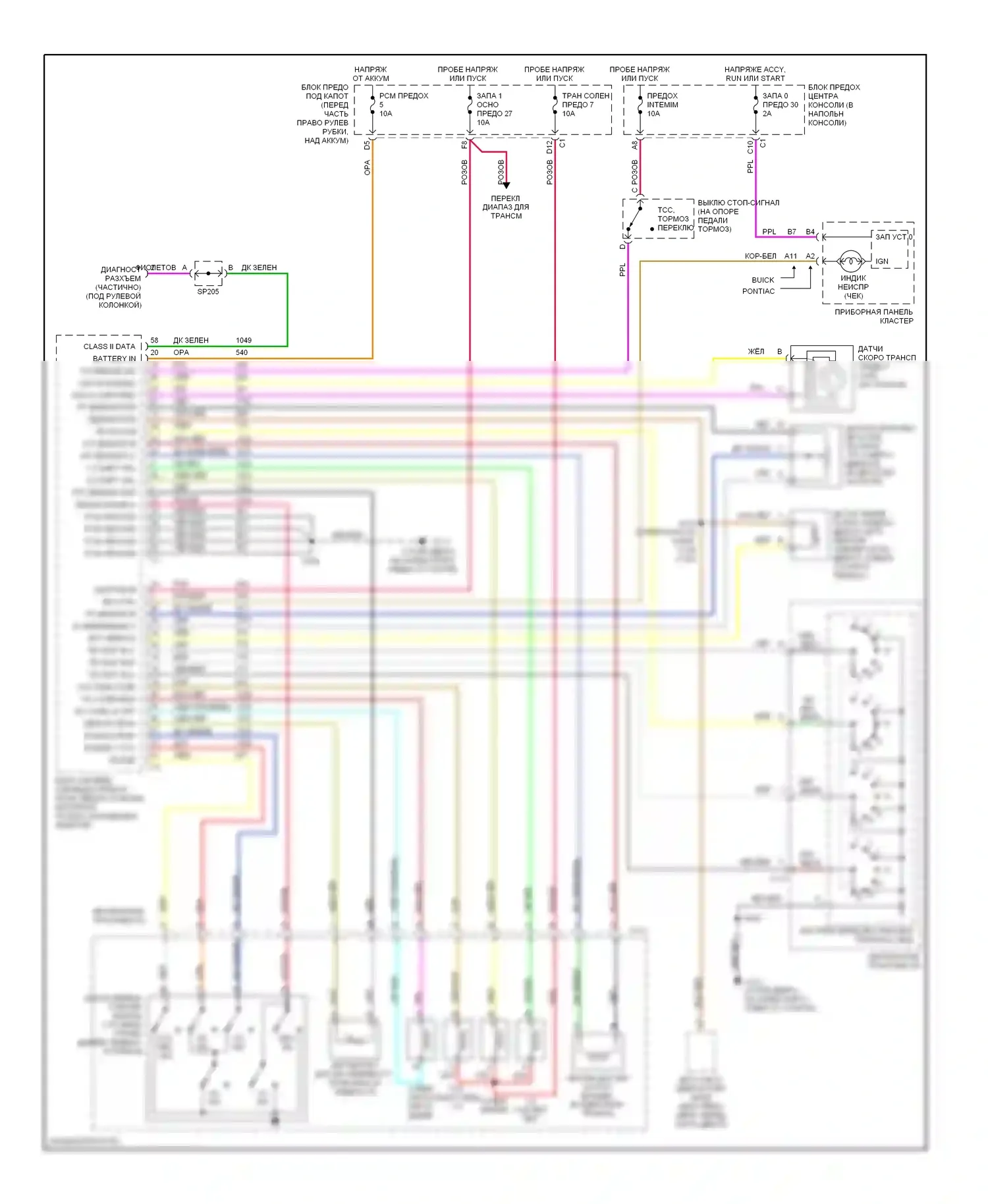 Aztek Pontiac I (2001-2005): 3,4л vin e, электросхема автоматической коробки передач 