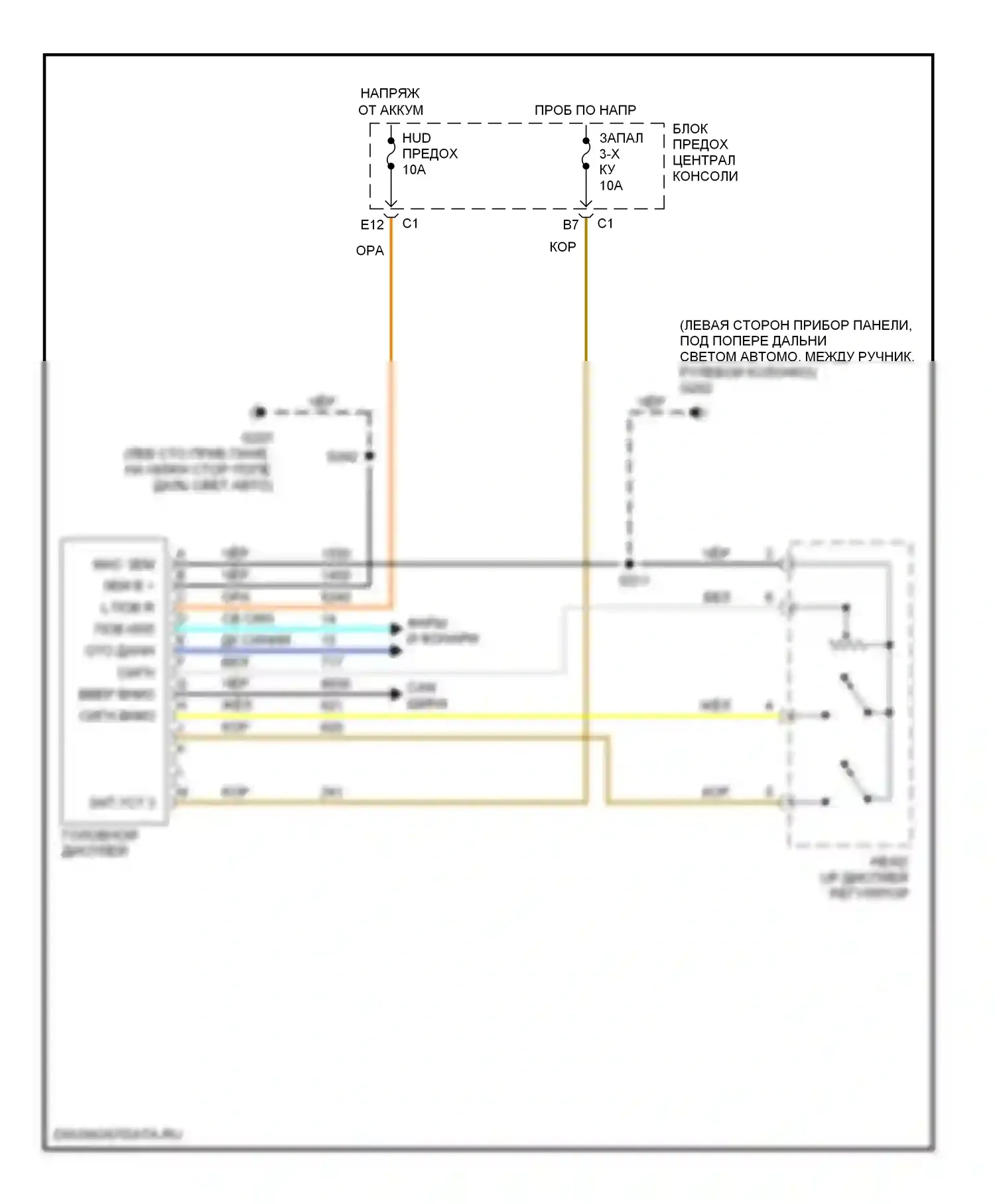 Aztek Pontiac I (2001-2005): Электросхема лобового дисплея 