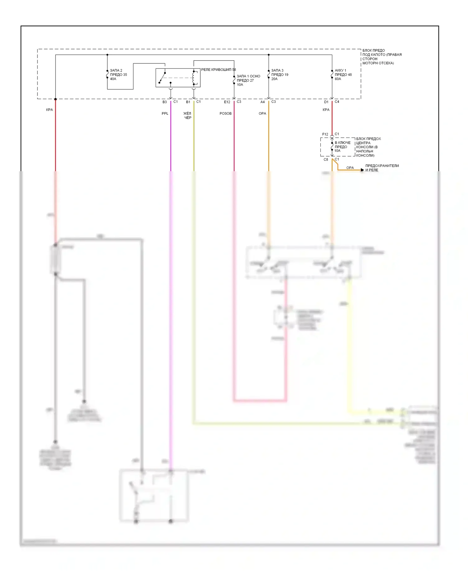 Aztek Pontiac I (2001-2005): Электросхема стартера 