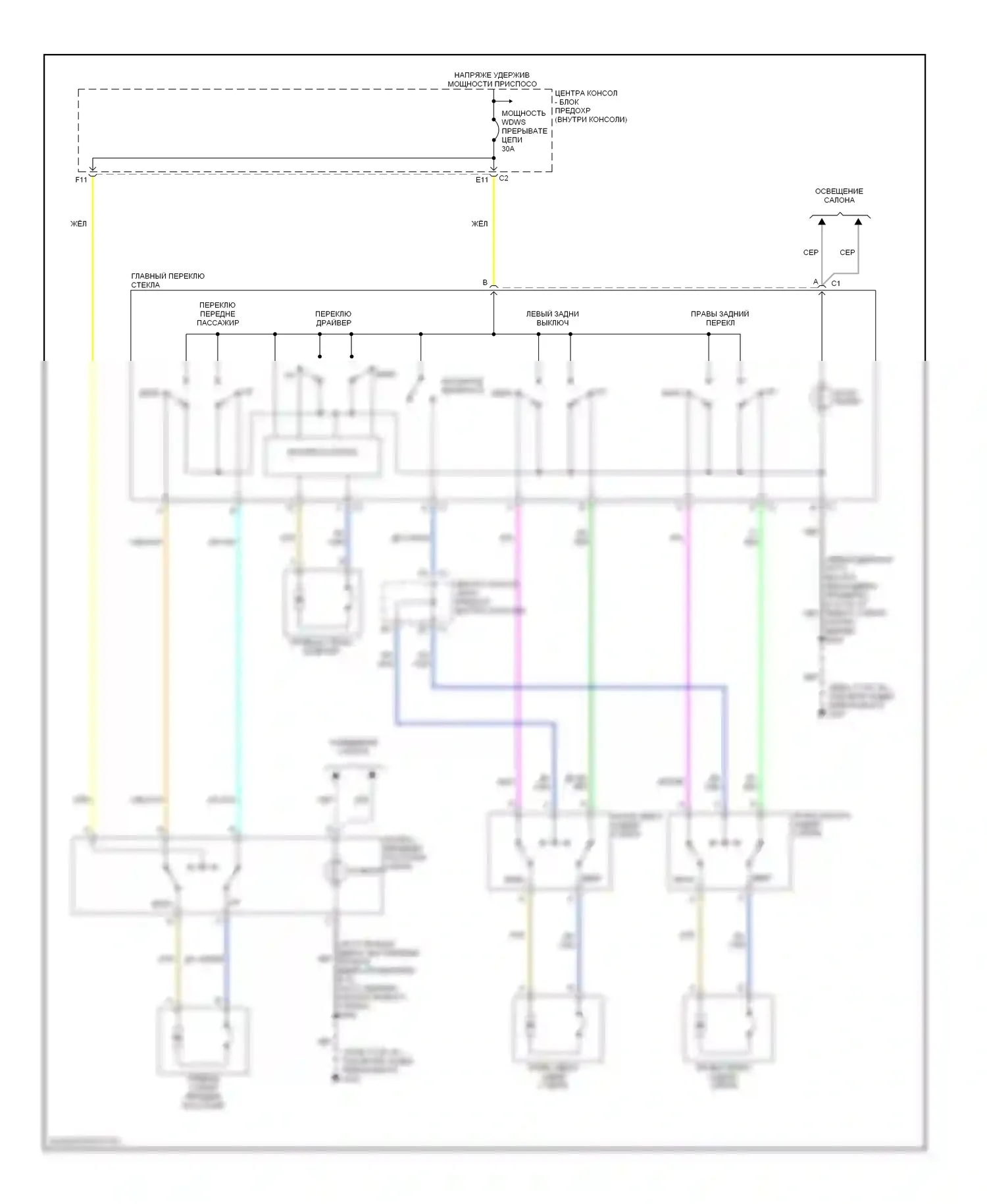 Aztek Pontiac I (2001-2005): Стеклоподъемники электросхема 