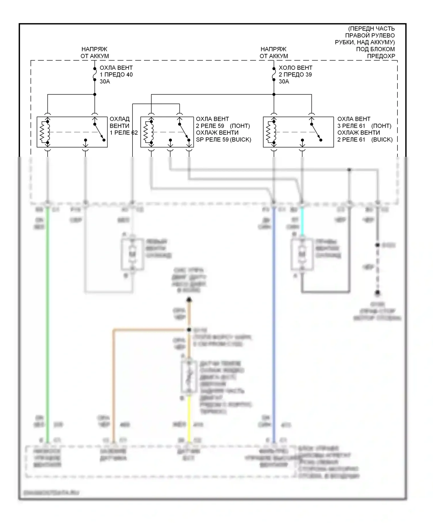 Aztek Pontiac I (2001-2005): Электросхема вентилятора охлаждения 