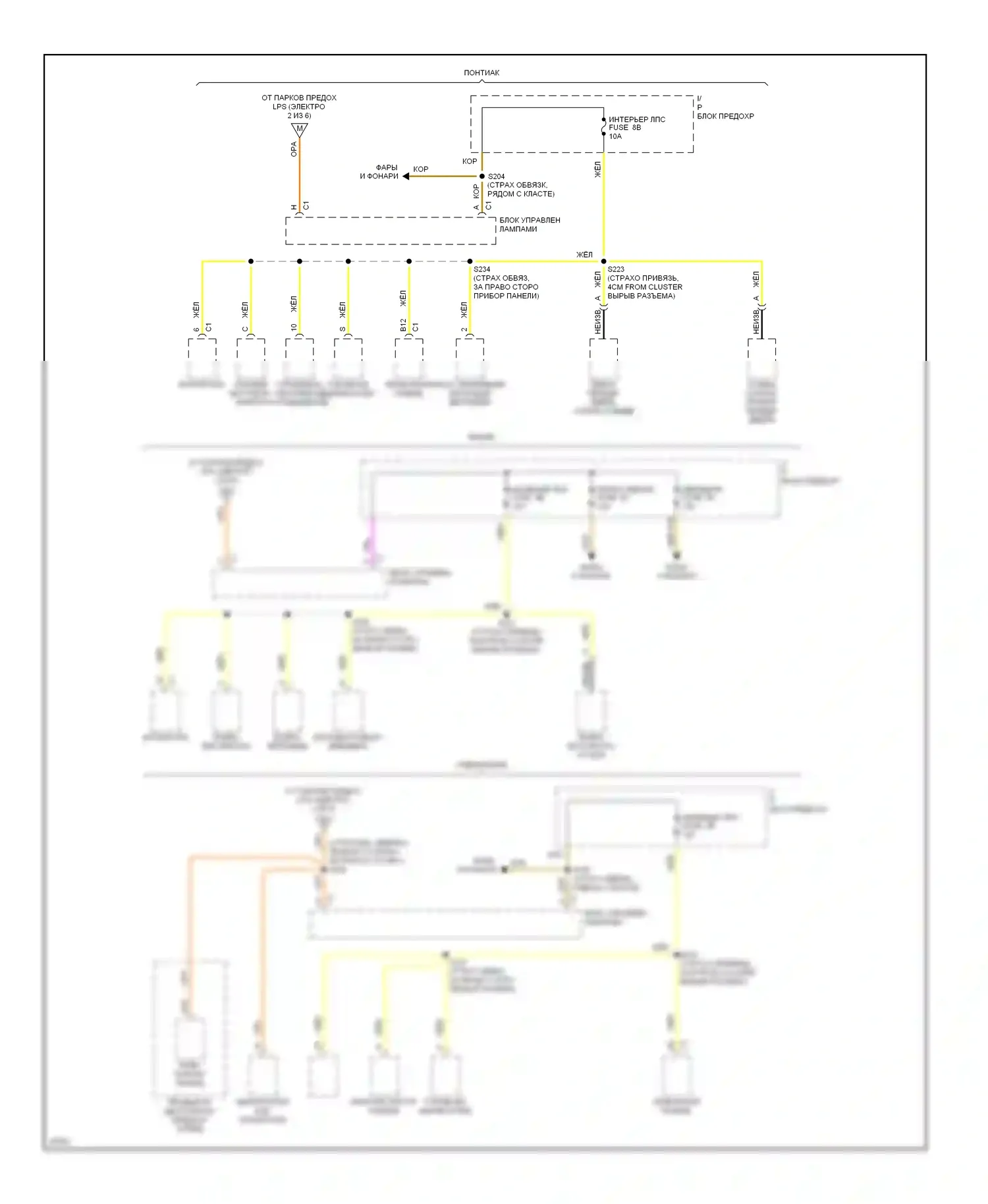 Bonneville Pontiac IX (1991-1999): Электросхема блока предохранителей реле (3 из 6) 