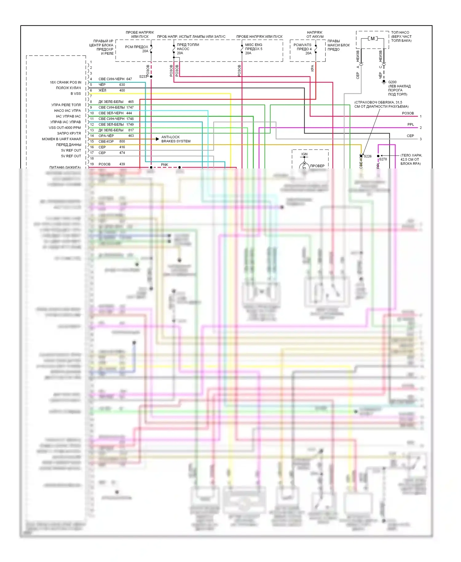 Bonneville Pontiac IX (1991-1999): Электросхема двигателя 3.8l (vin k) s (1 из 3) 