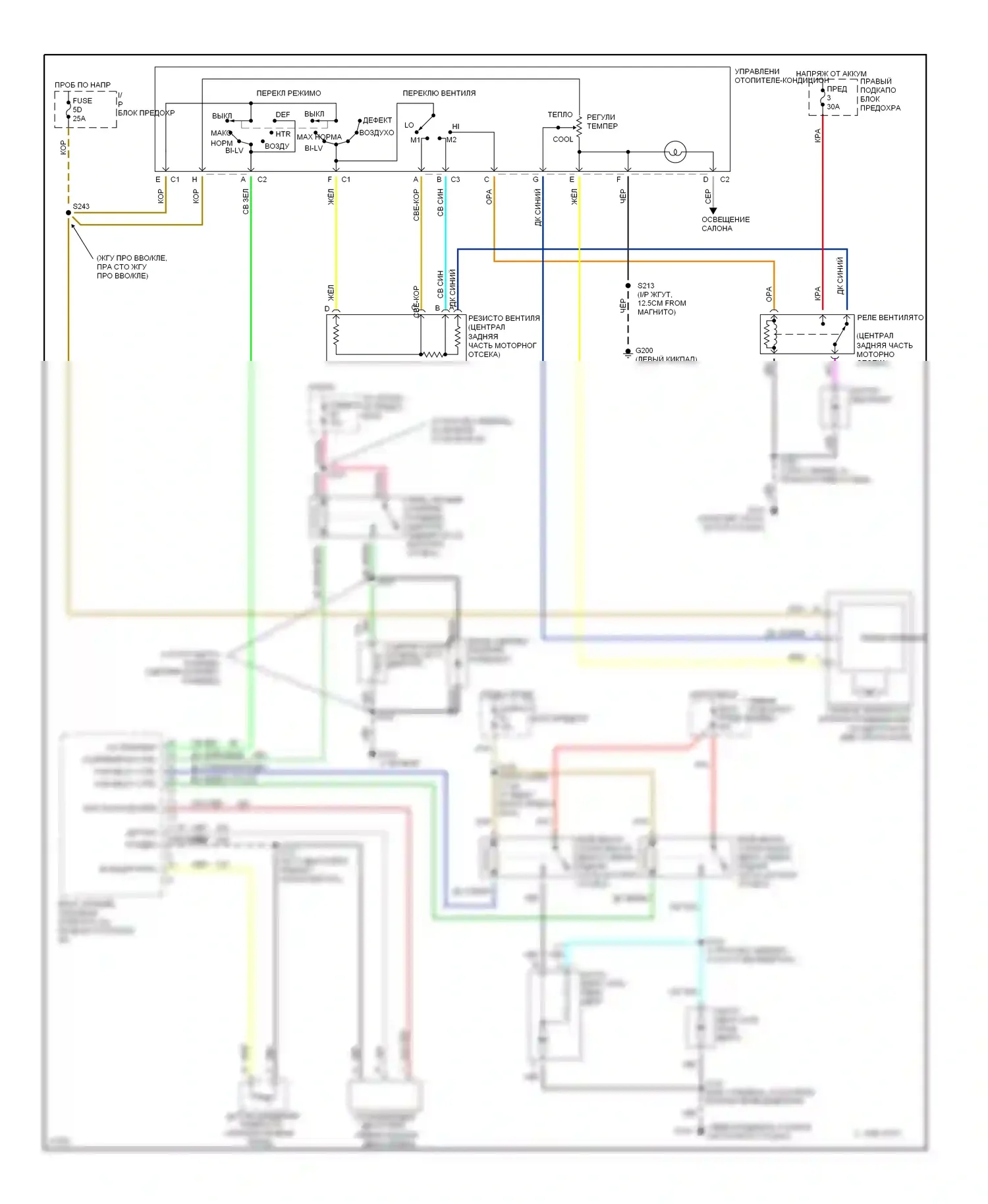 Bonneville Pontiac IX (1991-1999): Электросхема кондиционера, ручной кондиционер 