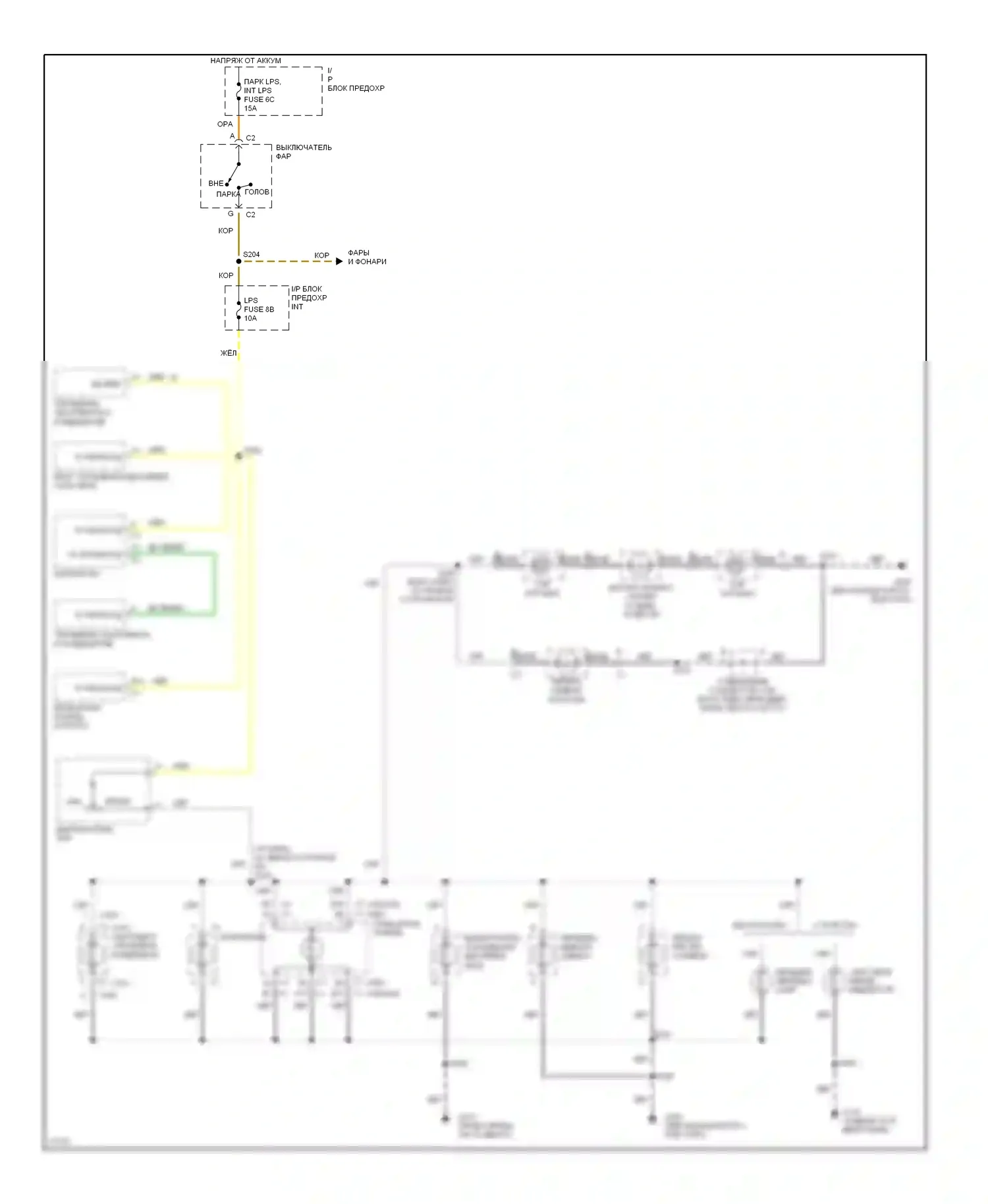 Bonneville Pontiac IX (1991-1999): Электросхема подсветки приборной панели 