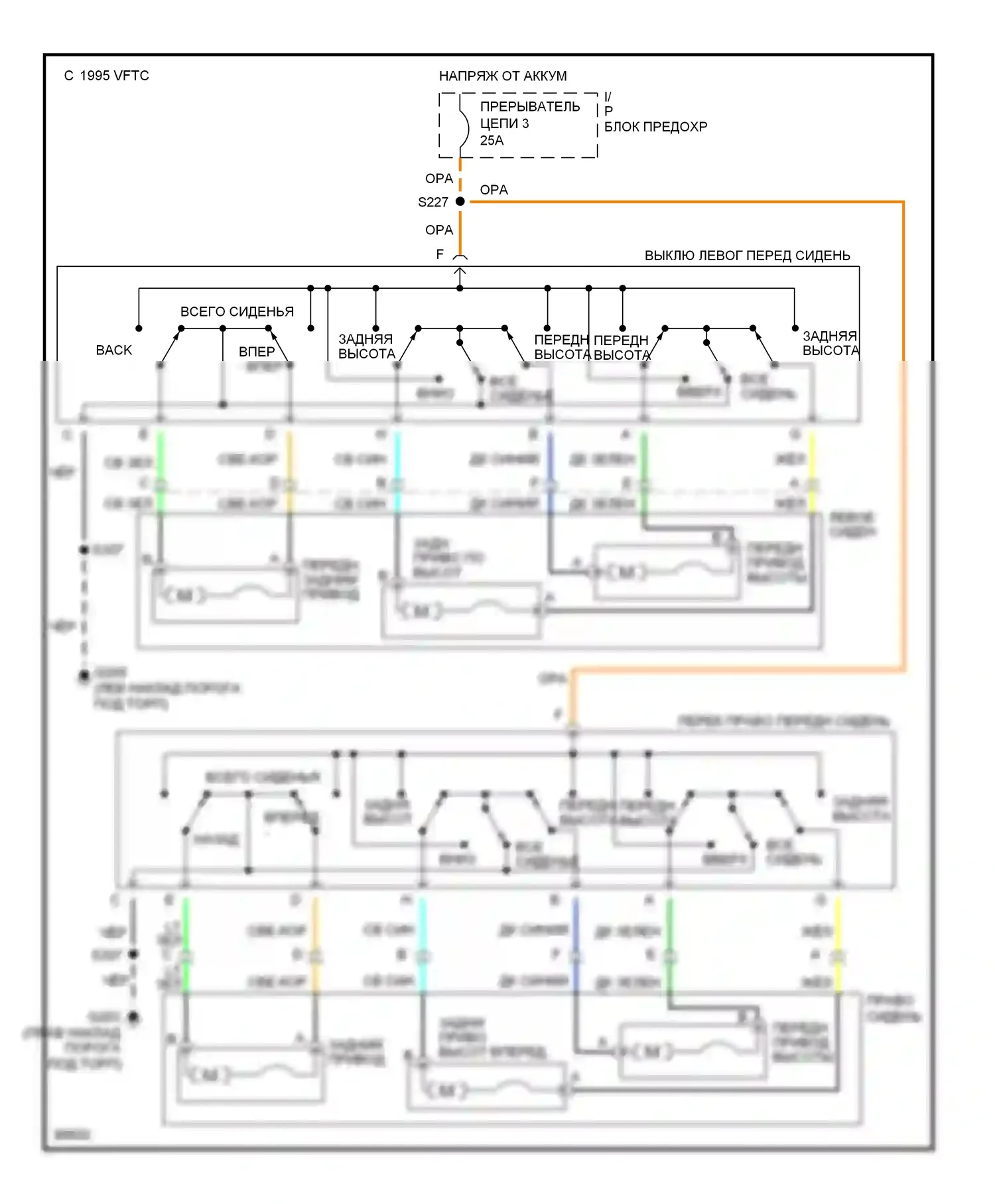 Bonneville Pontiac IX (1991-1999): 6-сторонняя электросхема сиденья питания 