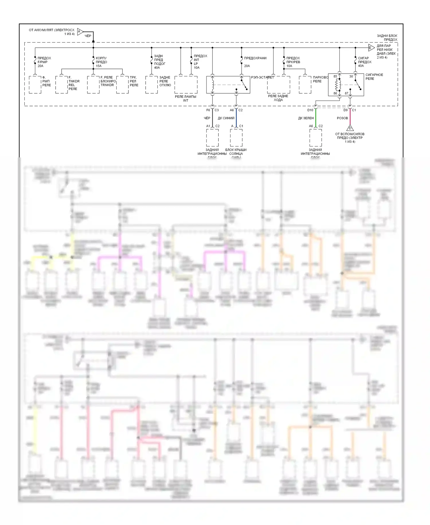 Bonneville Pontiac X (2000-2005): Электросхема блока предохранителей реле (2 из 4) 