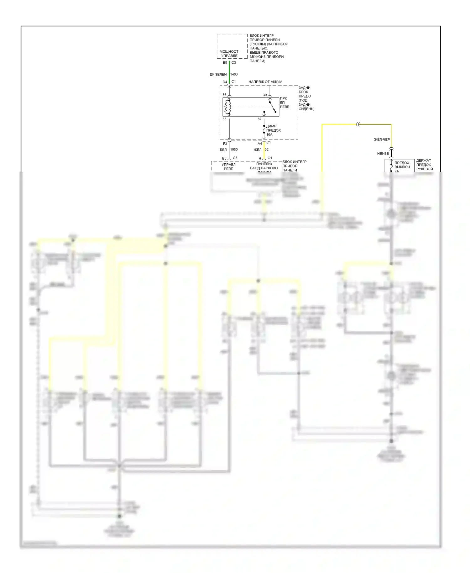 Bonneville Pontiac X (2000-2005): Электросхема подсветки приборной панели (1 из 2) 