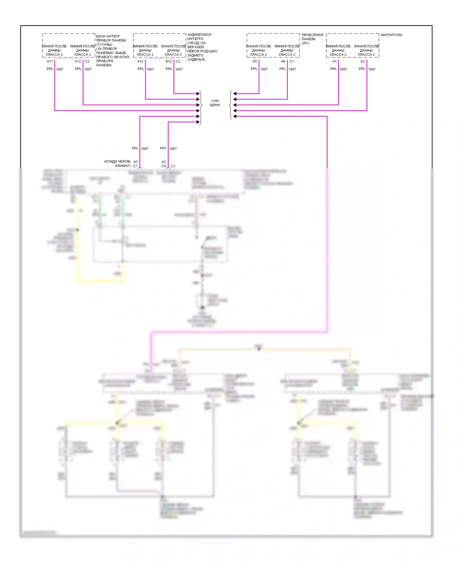 Bonneville Pontiac X (2000-2005): Электросхема подсветки приборной панели (2 из 2) 
