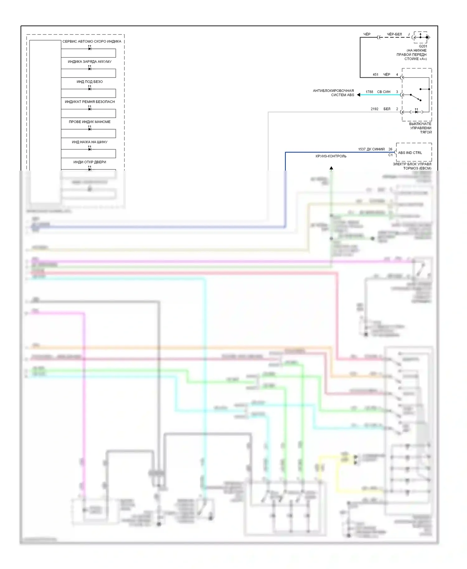Bonneville Pontiac X (2000-2005): Электросхема приборной панели (2 из 2) 