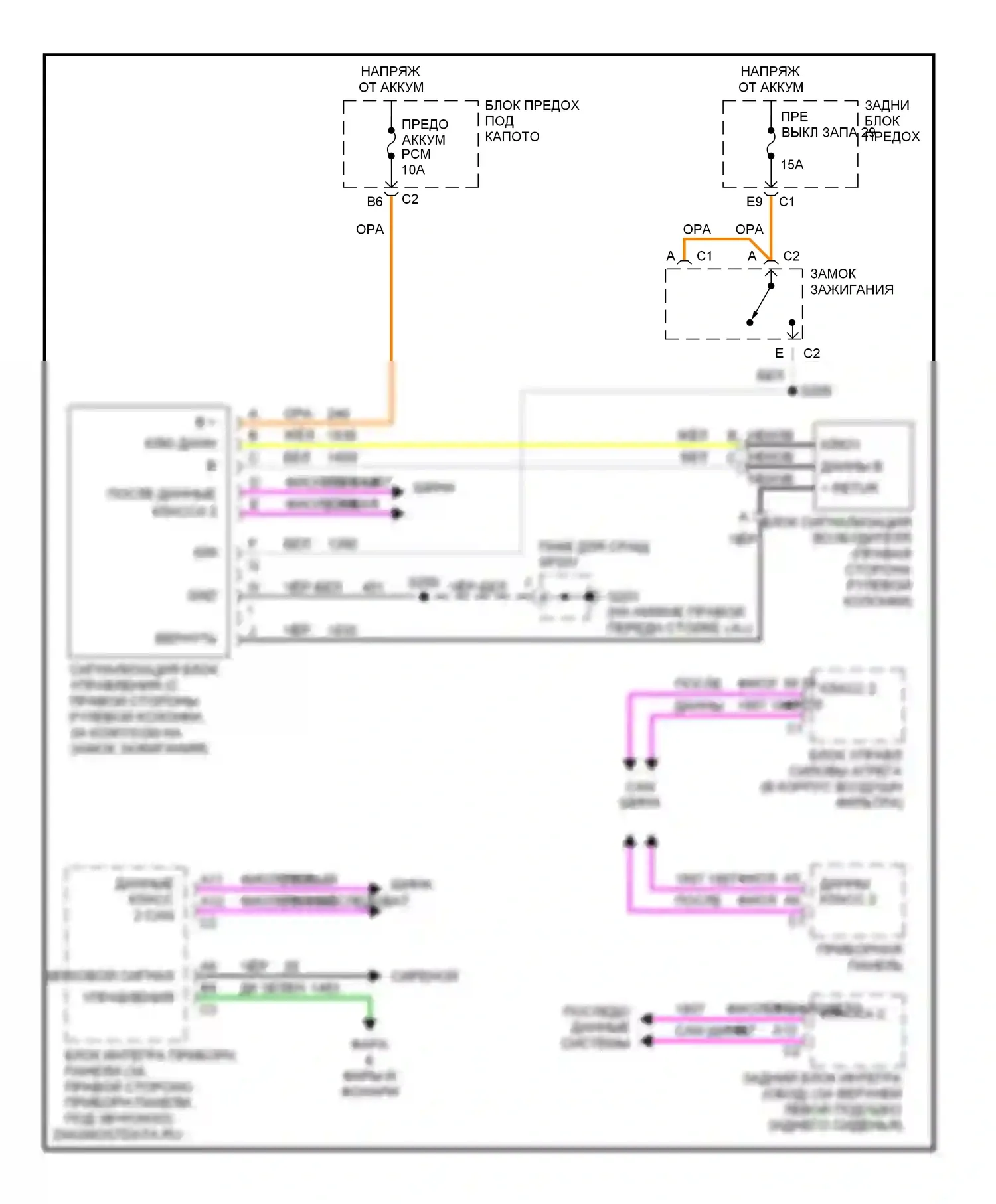 Bonneville Pontiac X (2000-2005): Электросхема пассажирского ключа 