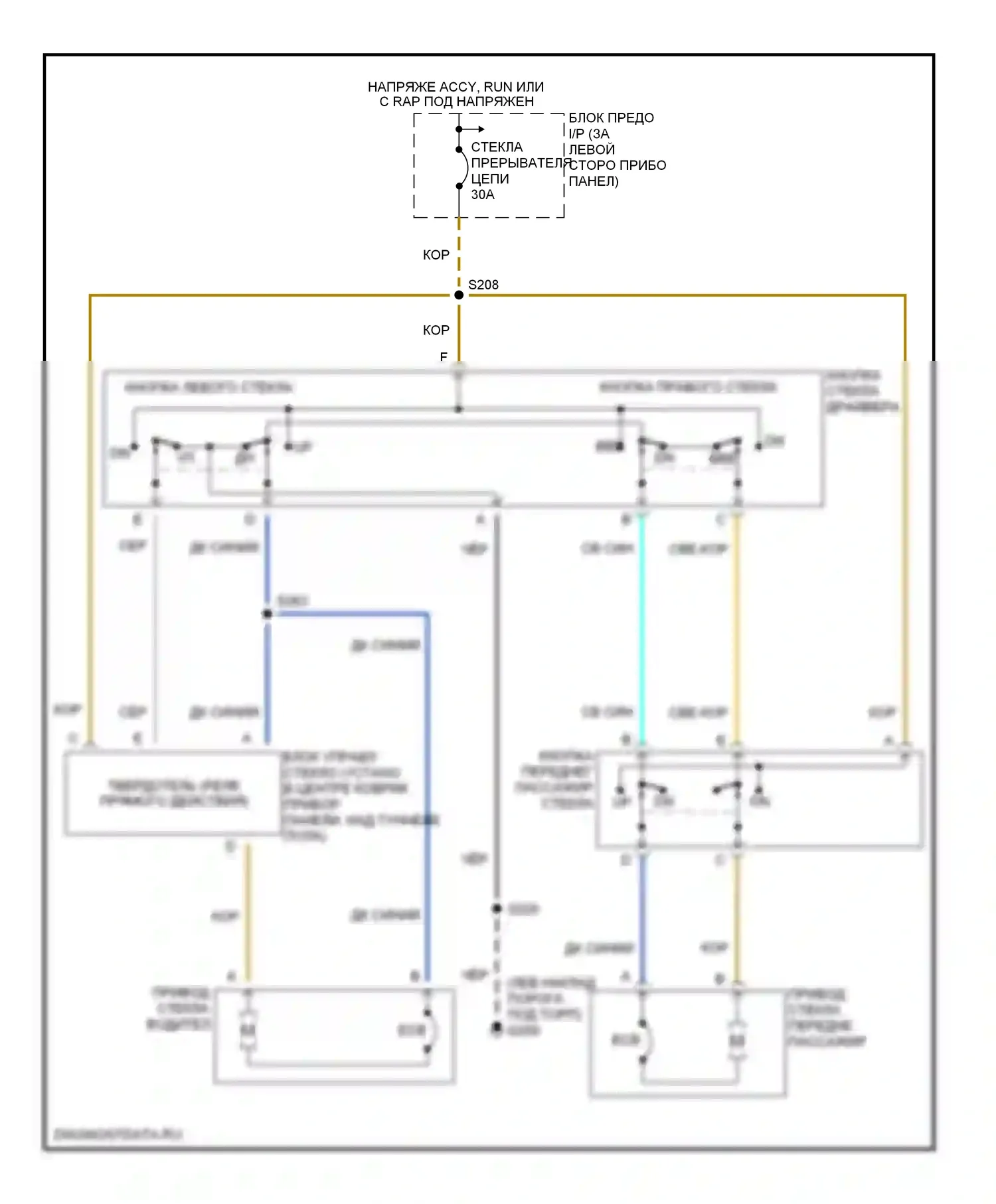 Firebird Pontiac IV (1993-2002): Электросхема стеклоподъемника 
