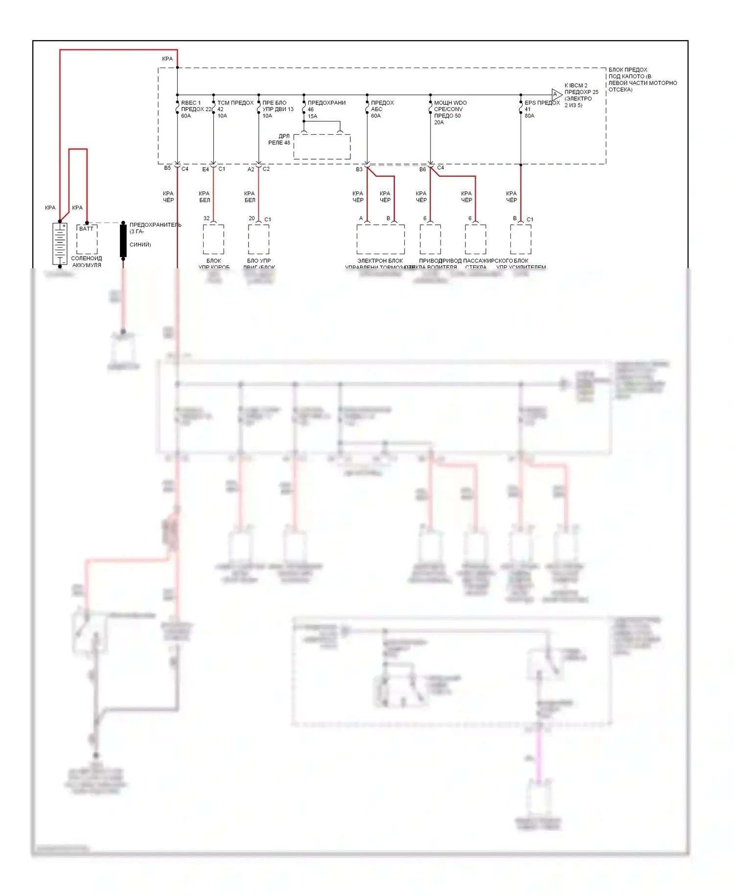 G6 Pontiac I (2004-2009): Электросхема блока предохранителей реле (1 из 5) 