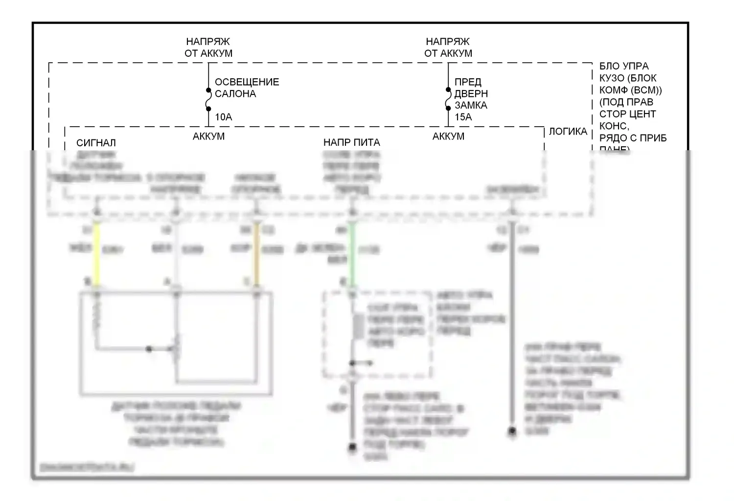 G6 Pontiac I (2004-2009): Электросхема блокировки селектора 