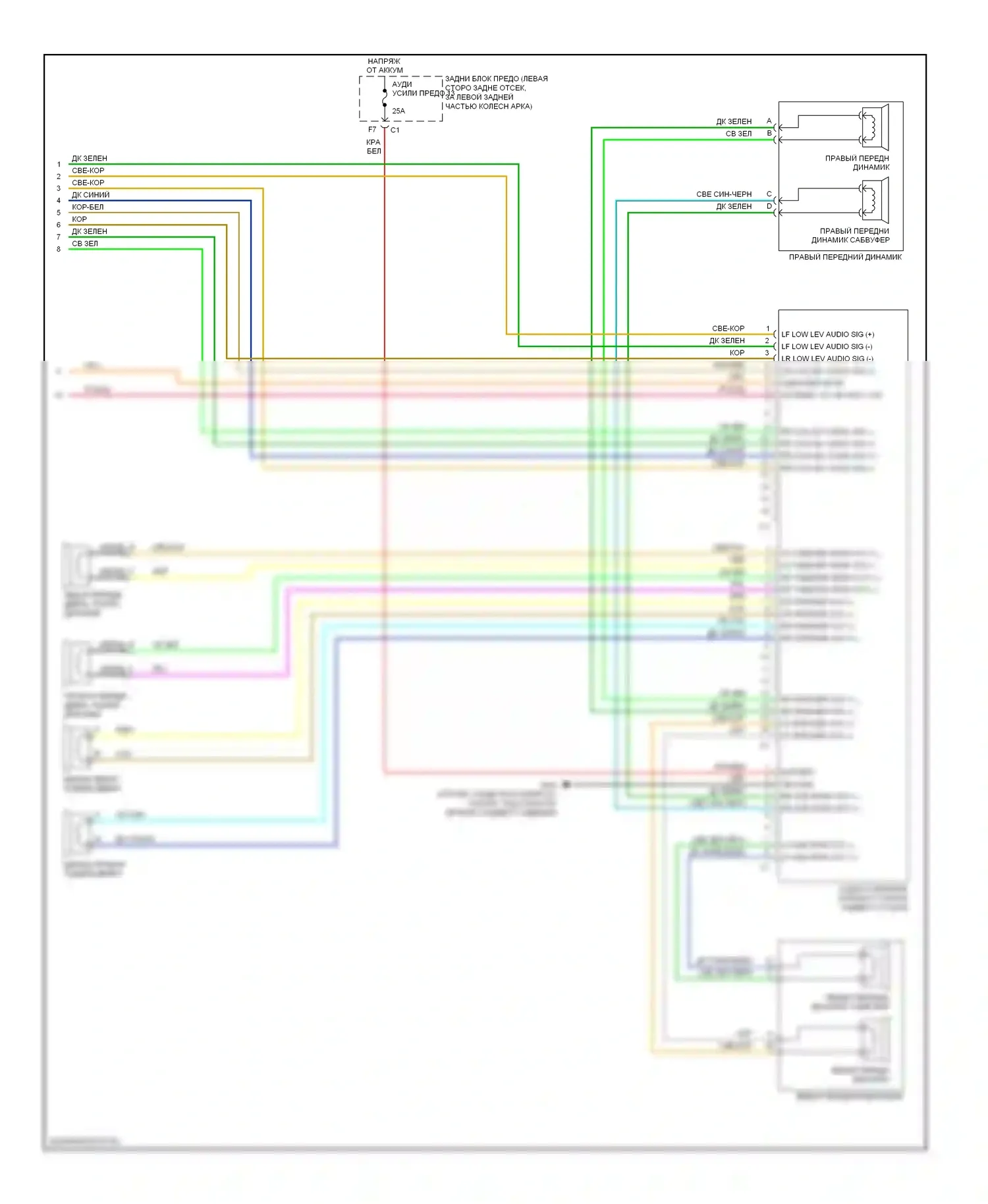 G6 Pontiac I (2004-2009): Электросхема 8-акустической системы, кабриолет (2 из 2) 