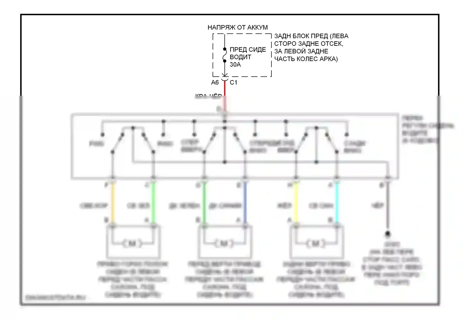 G6 Pontiac I (2004-2009): 6-сторонняя электросхема сиденья питания 