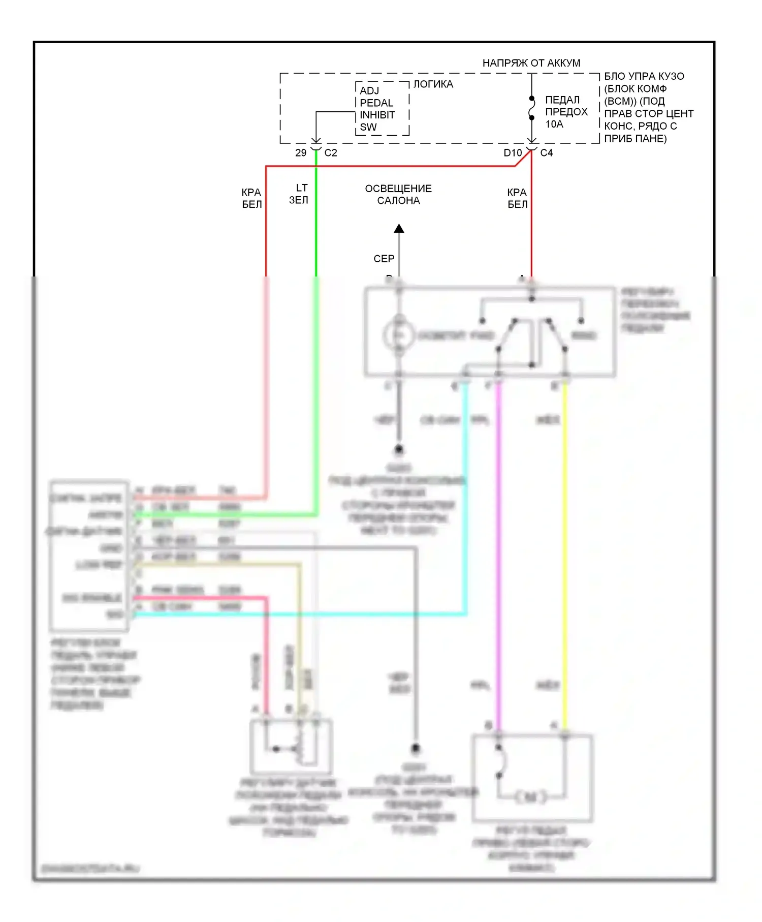 G6 Pontiac I (2004-2009): Электросхема регулируемой педали 