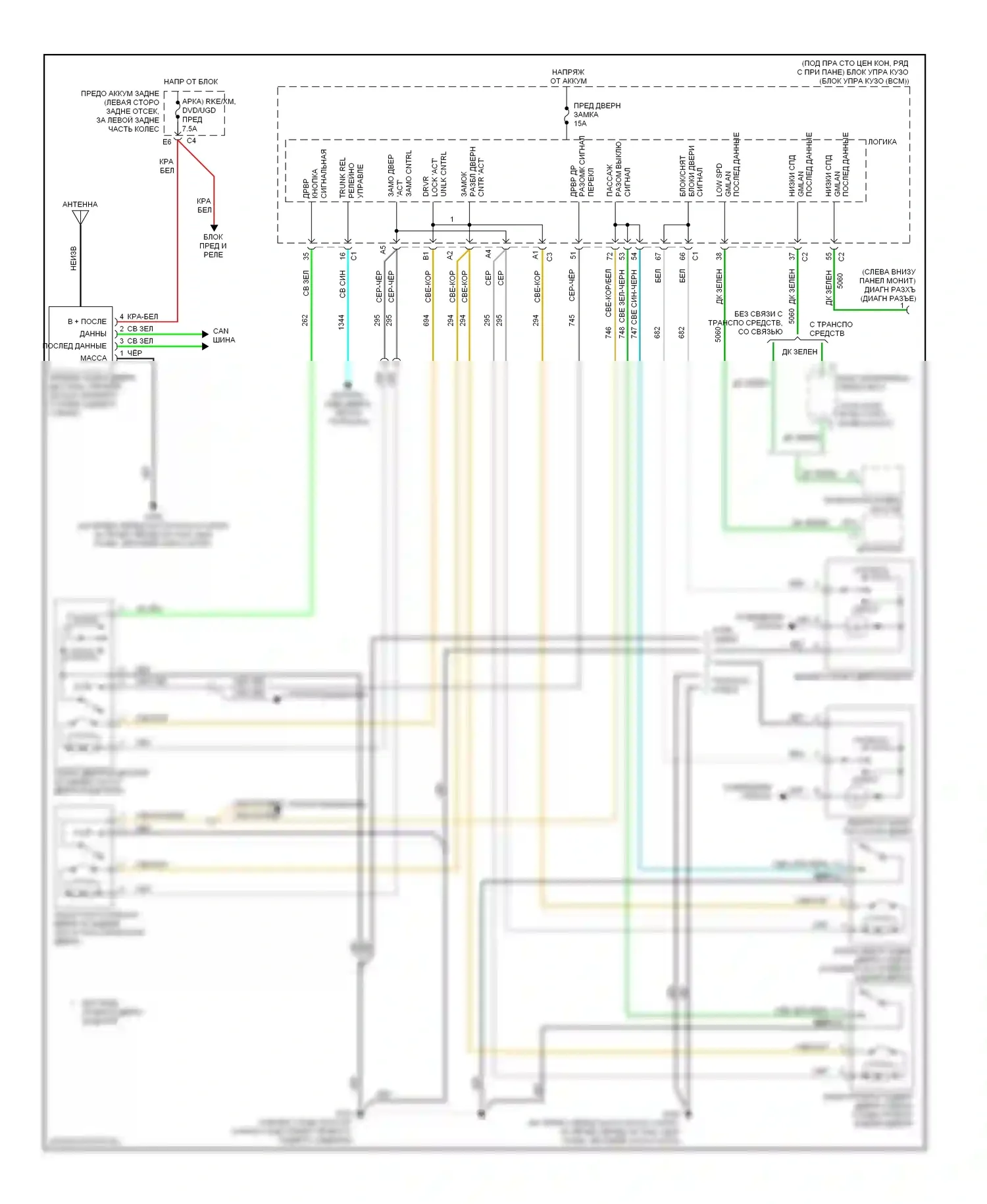 G6 Pontiac I (2004-2009): Электросхема центрального замка 