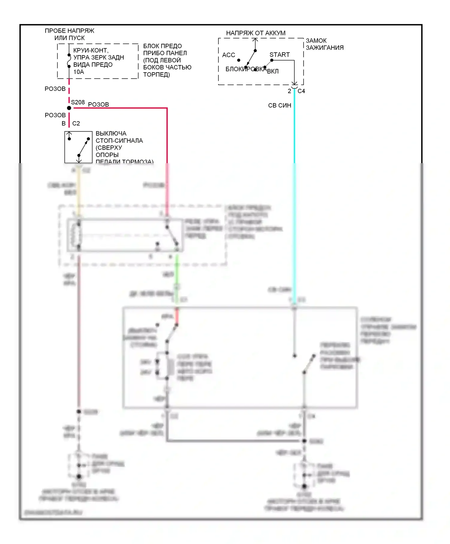 GTO Pontiac IV (2004-2006): Электросхема блокировки селектора 