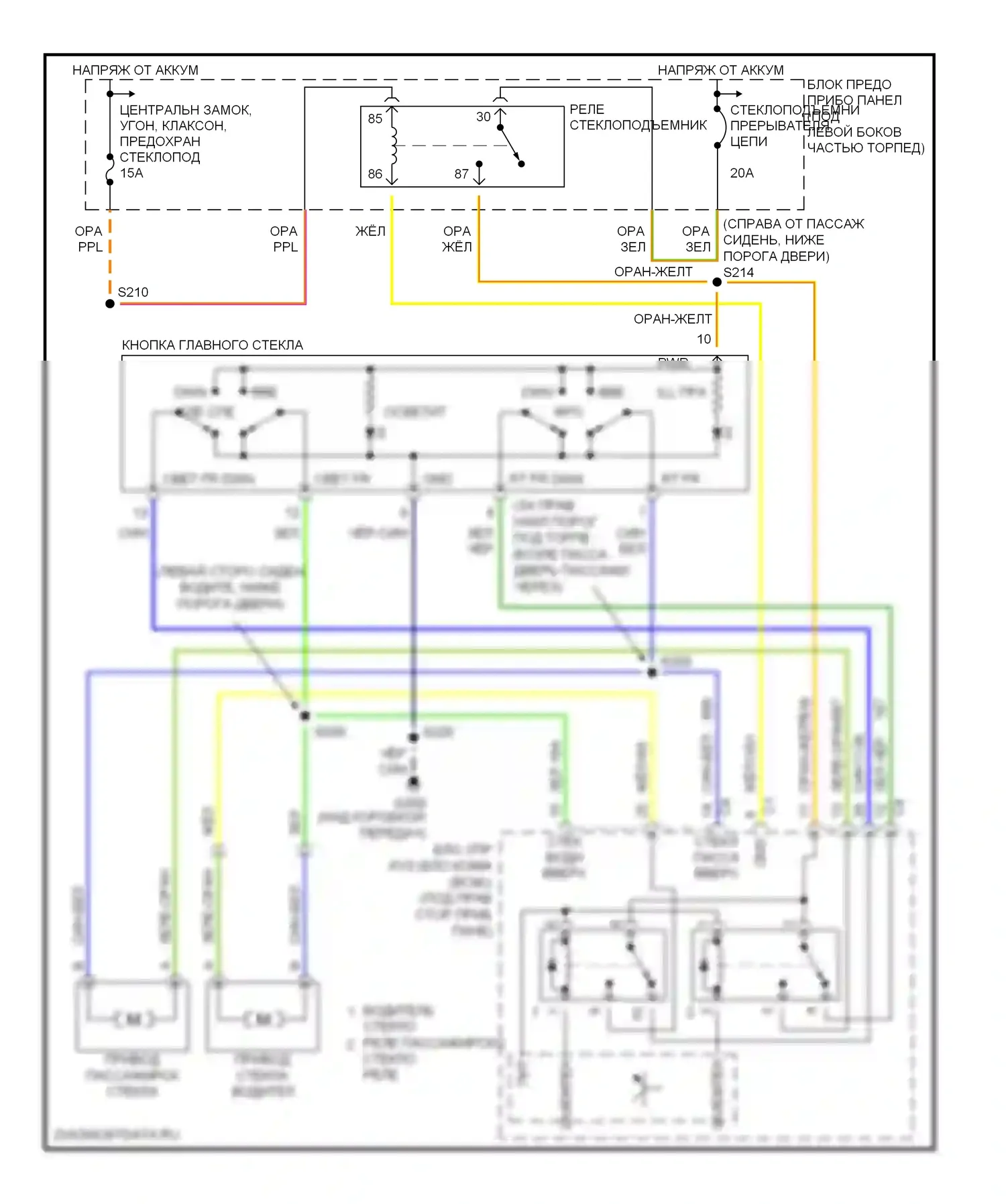 GTO Pontiac IV (2004-2006): Стеклоподъемники электросхема 