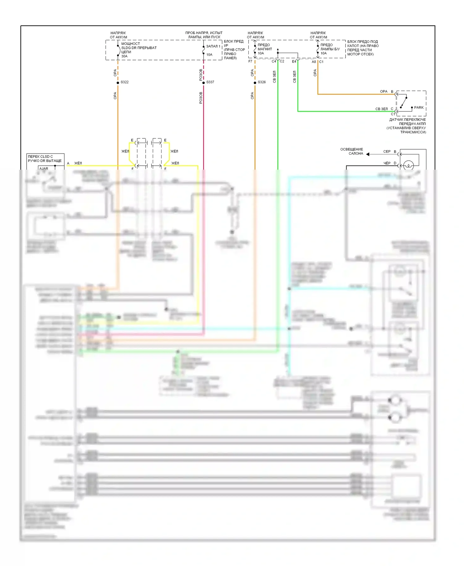 Montana Pontiac I (1997-2005): Электросхема правой раздвижной двери 