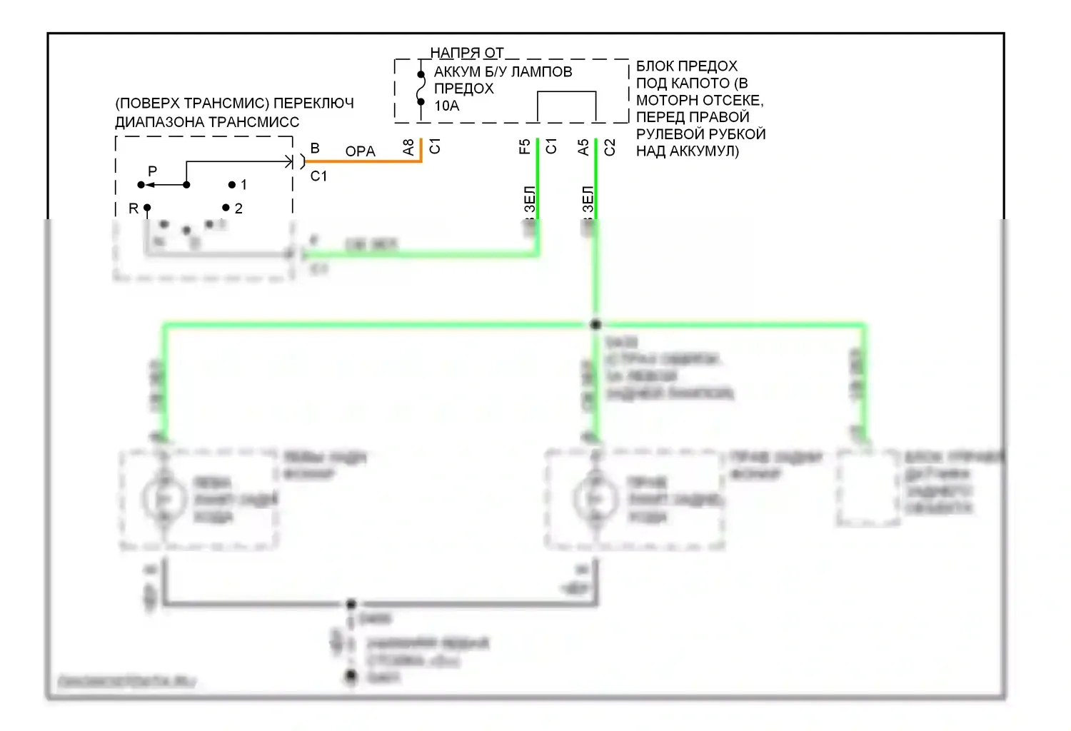 Montana Pontiac I (1997-2005): Электросхема фонарей заднего хода 