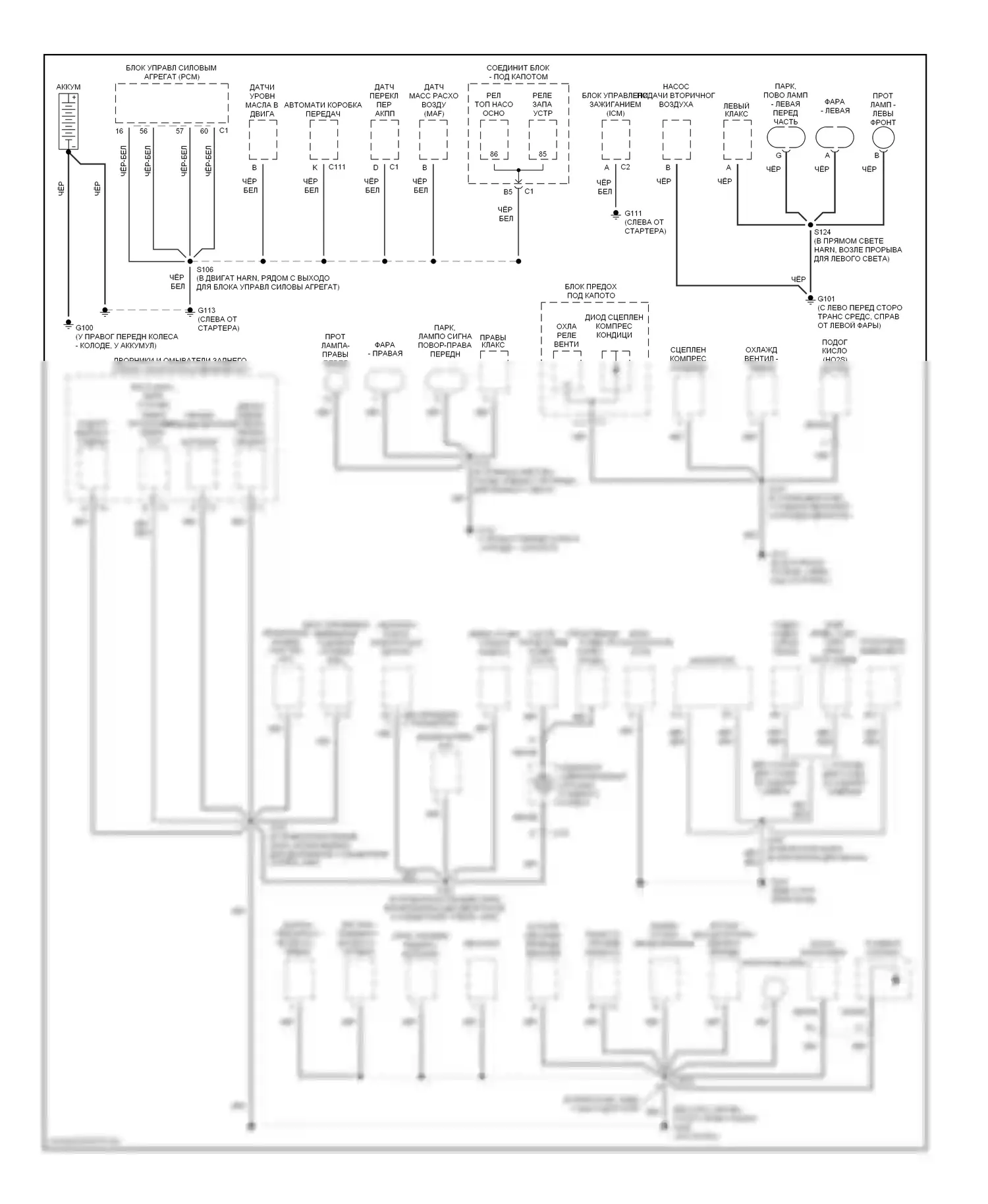 Montana Pontiac I (1997-2005): Электросхема точек подключения масс (1 из 3) 