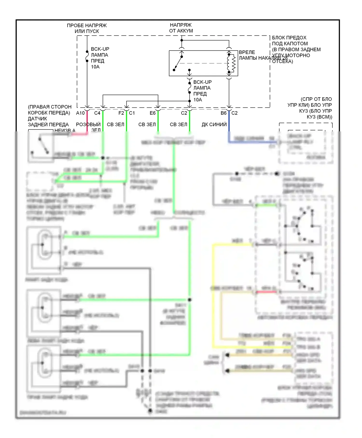Solstice Pontiac I (2005-2009): Электросхема фонарей заднего хода 