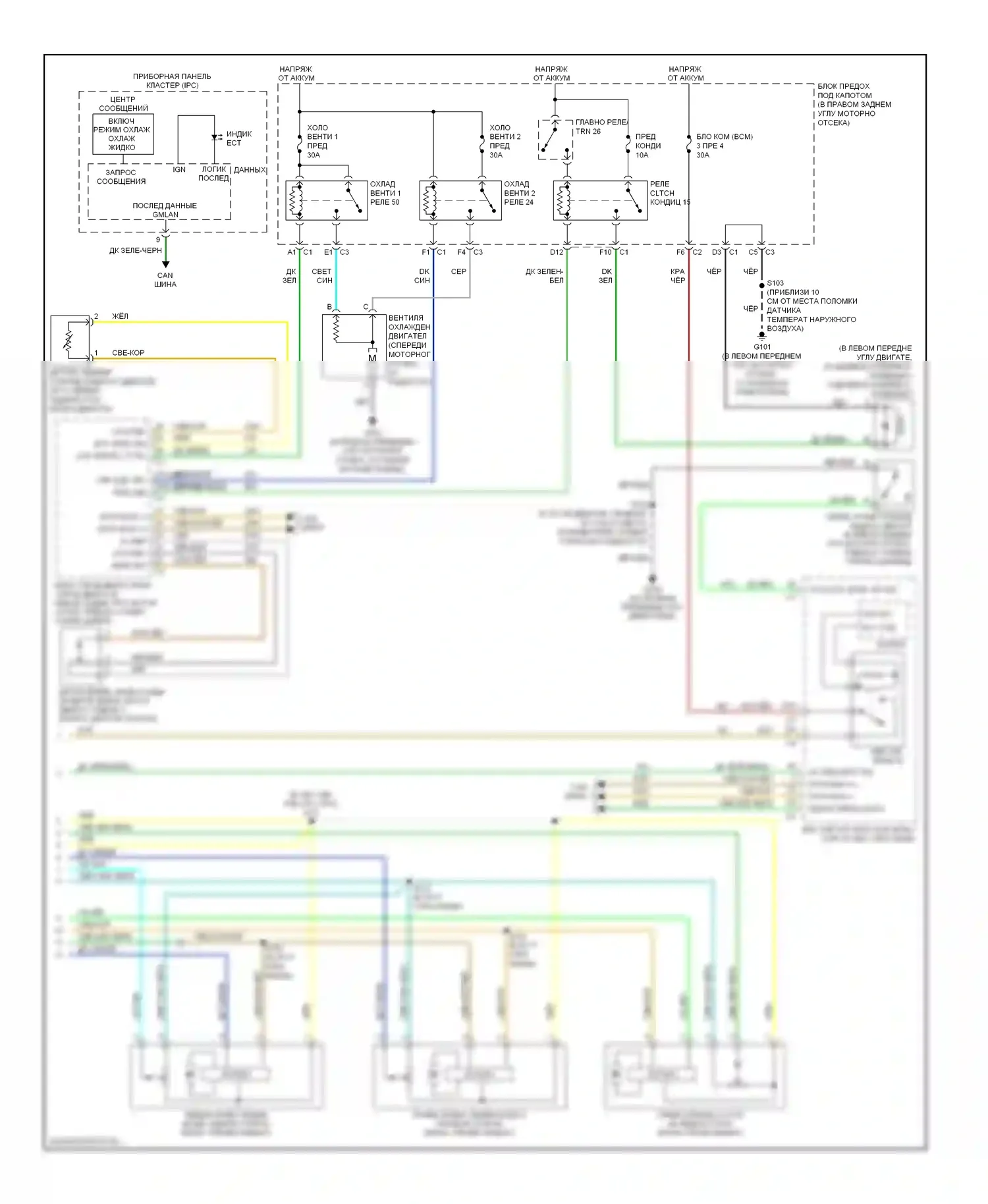 Solstice Pontiac I (2005-2009): 2,4л vin b, электросхема ручного кондиционера (2 из 2) 