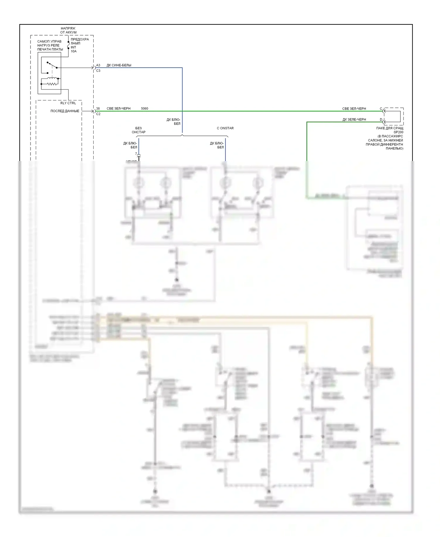 Solstice Pontiac I (2005-2009): Электросхема освещения салона 