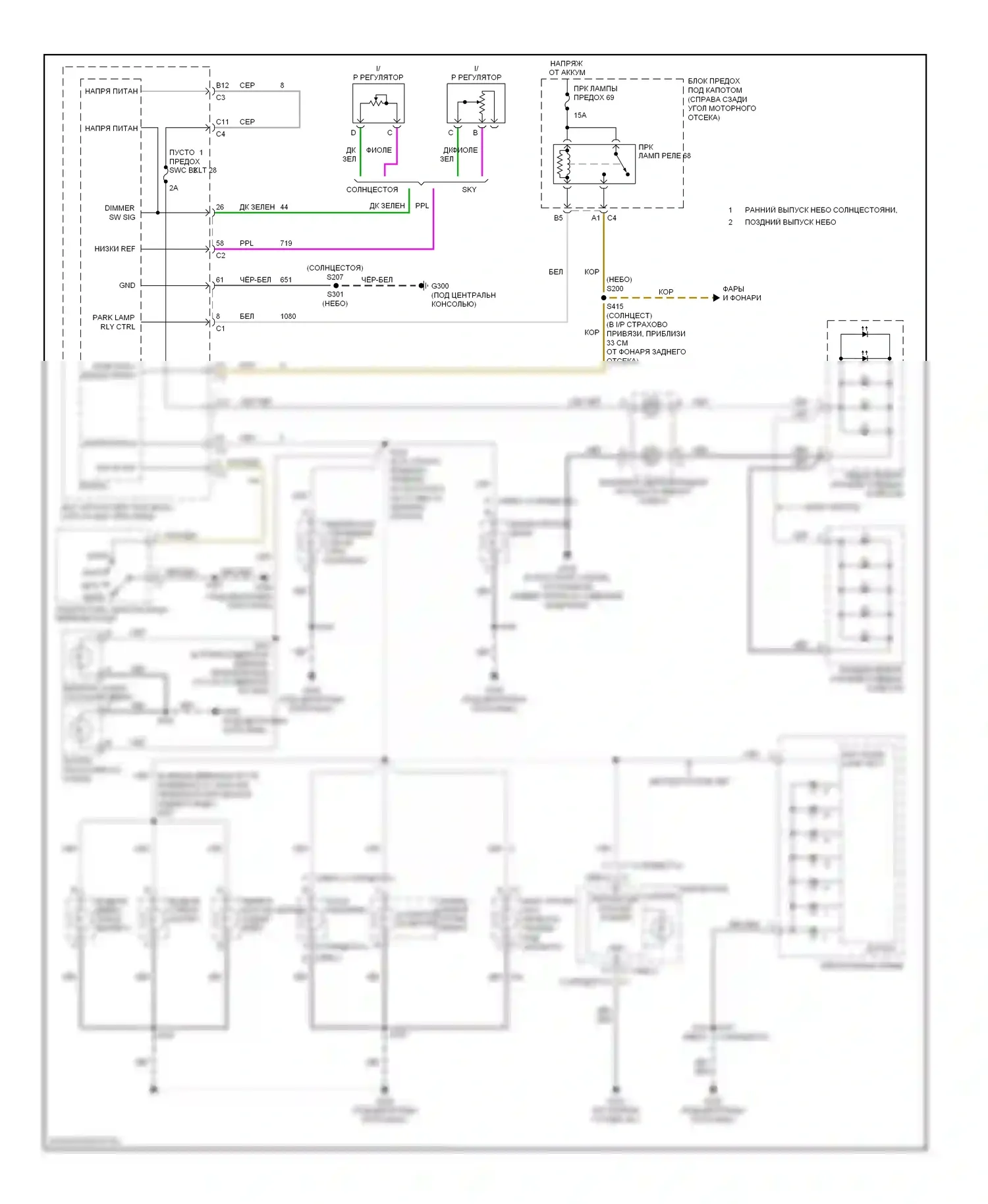 Solstice Pontiac I (2005-2009): Электросхема подсветки приборной панели 
