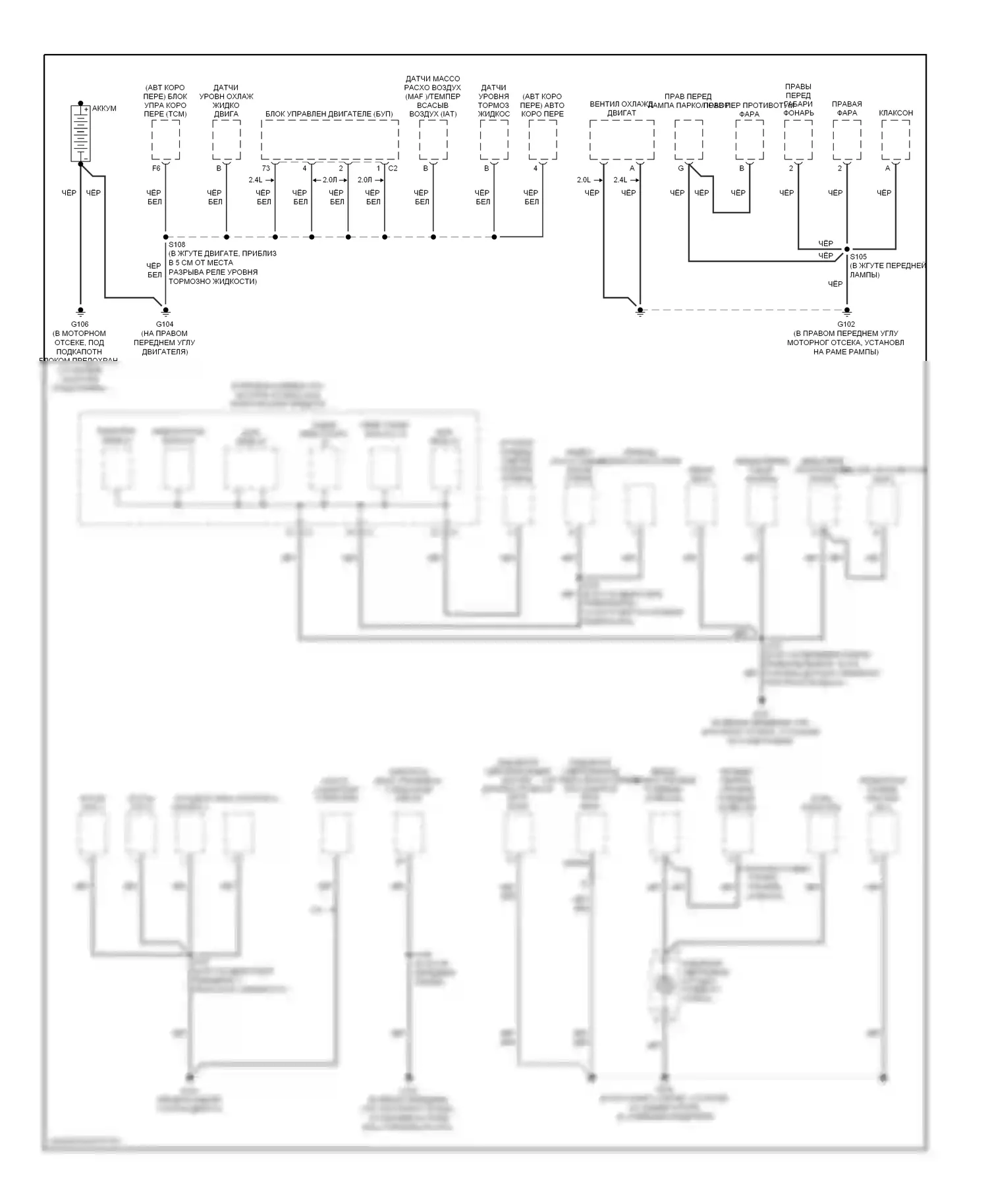 Solstice Pontiac I (2005-2009): Электросхема разводки массы (1 из 2) 