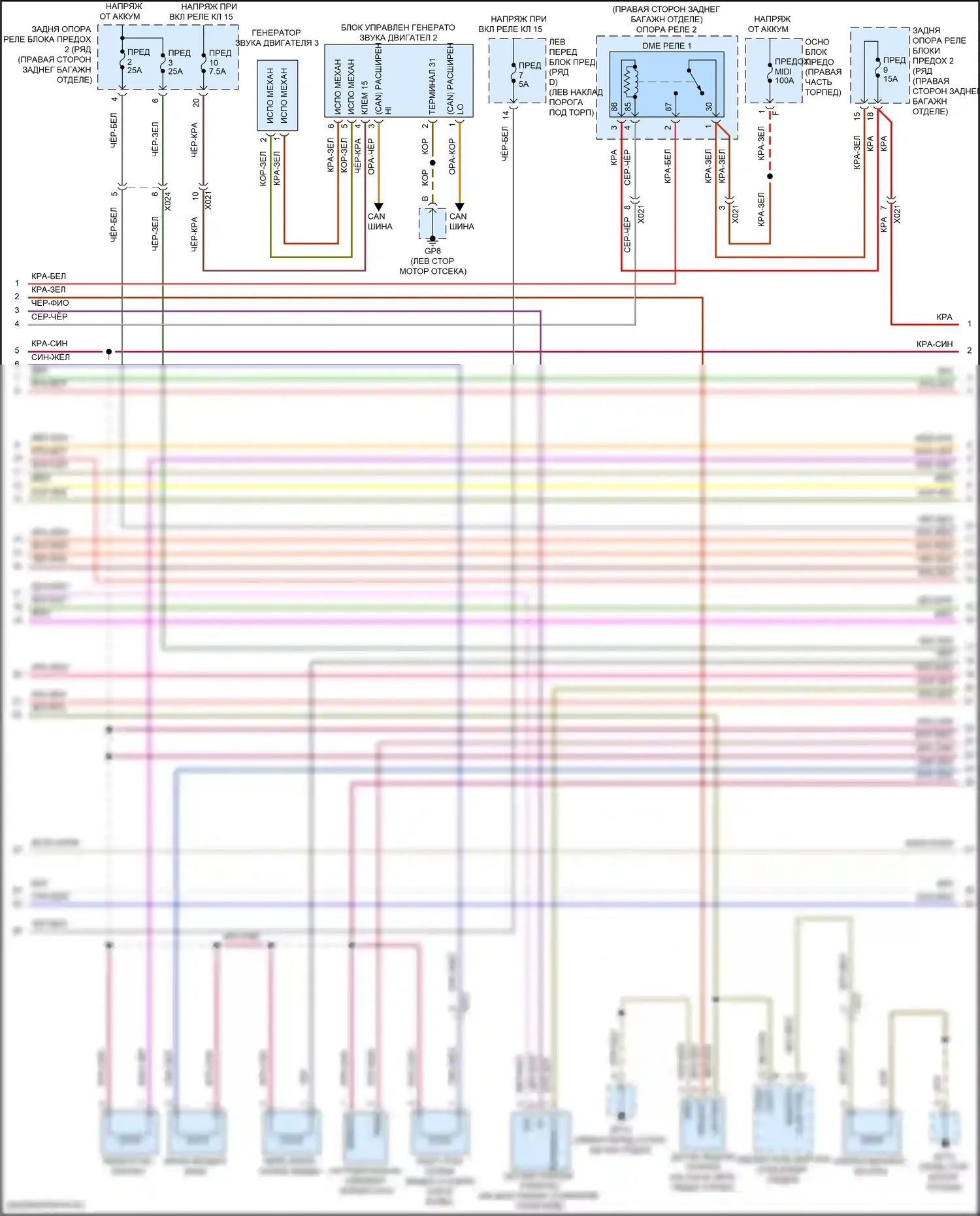 718 Boxster S Porsche 982 (2016-2024): Электросхема двигателя 2.0л турбо (2 из 7) 